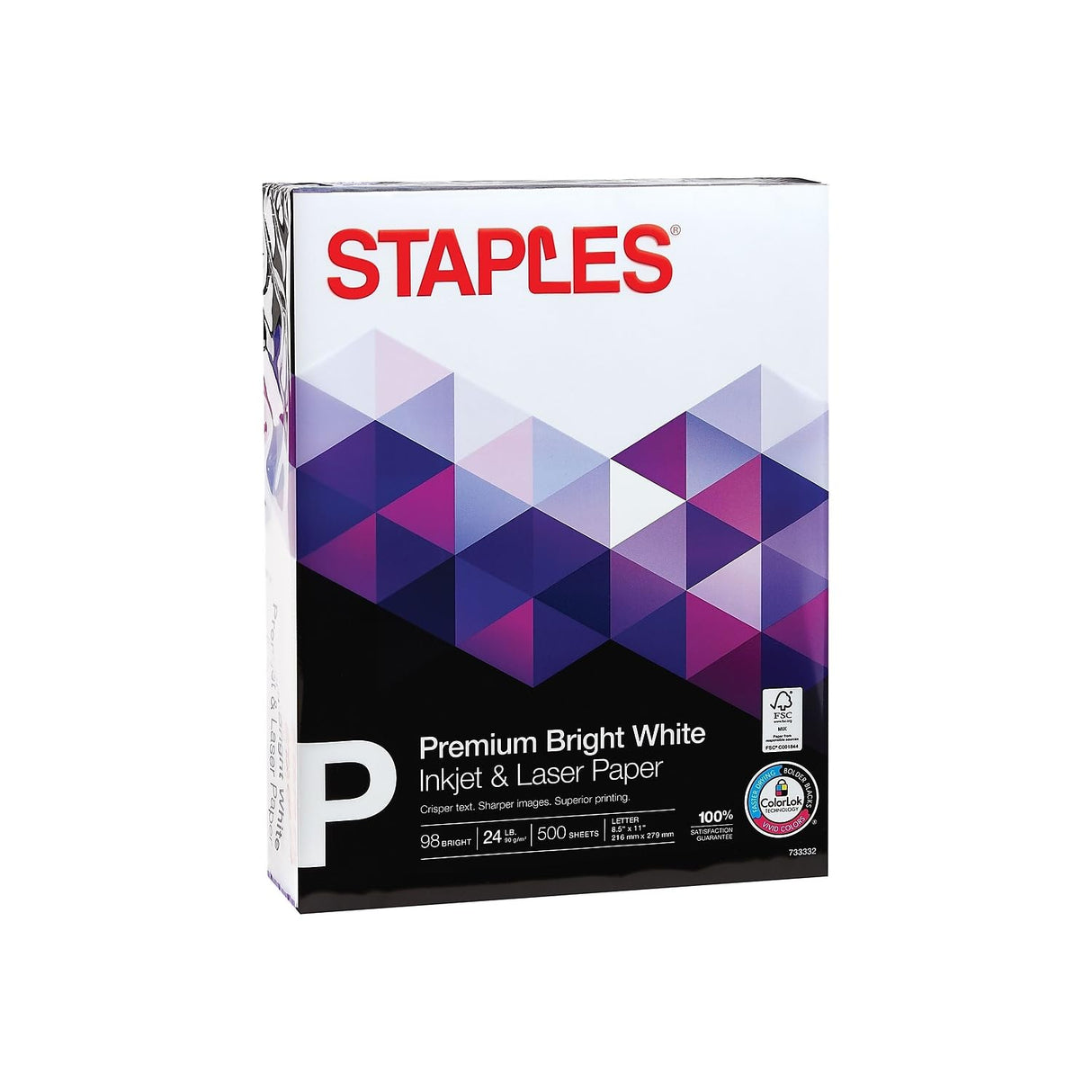 Staples 733332 Premium 8.5-Inch X 11-Inch Multipurpose Paper 24 Lbs. 98 Bright 500/Ream STAPLES