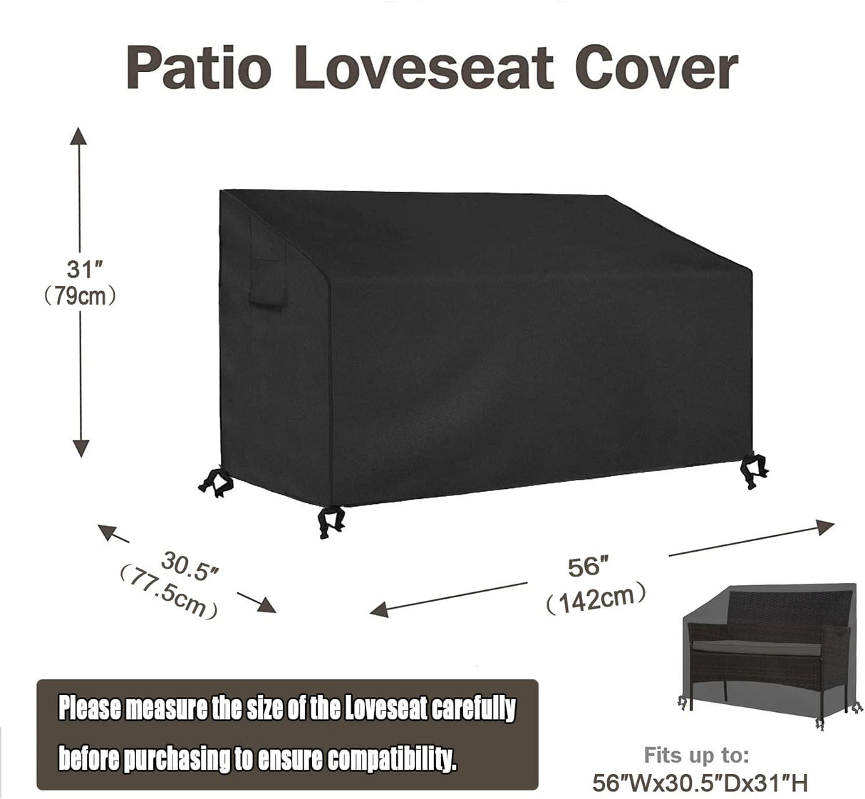 SIRUITON Patio Furniture Covers, Outdoor Furniture Cover Waterproof 4-Piece, Patio Furniture Set Covers, Heavy Duty Durable and Water Resistant Fabric, Fit for Chairs, Couch, Coffee Table, Black SIRUITON