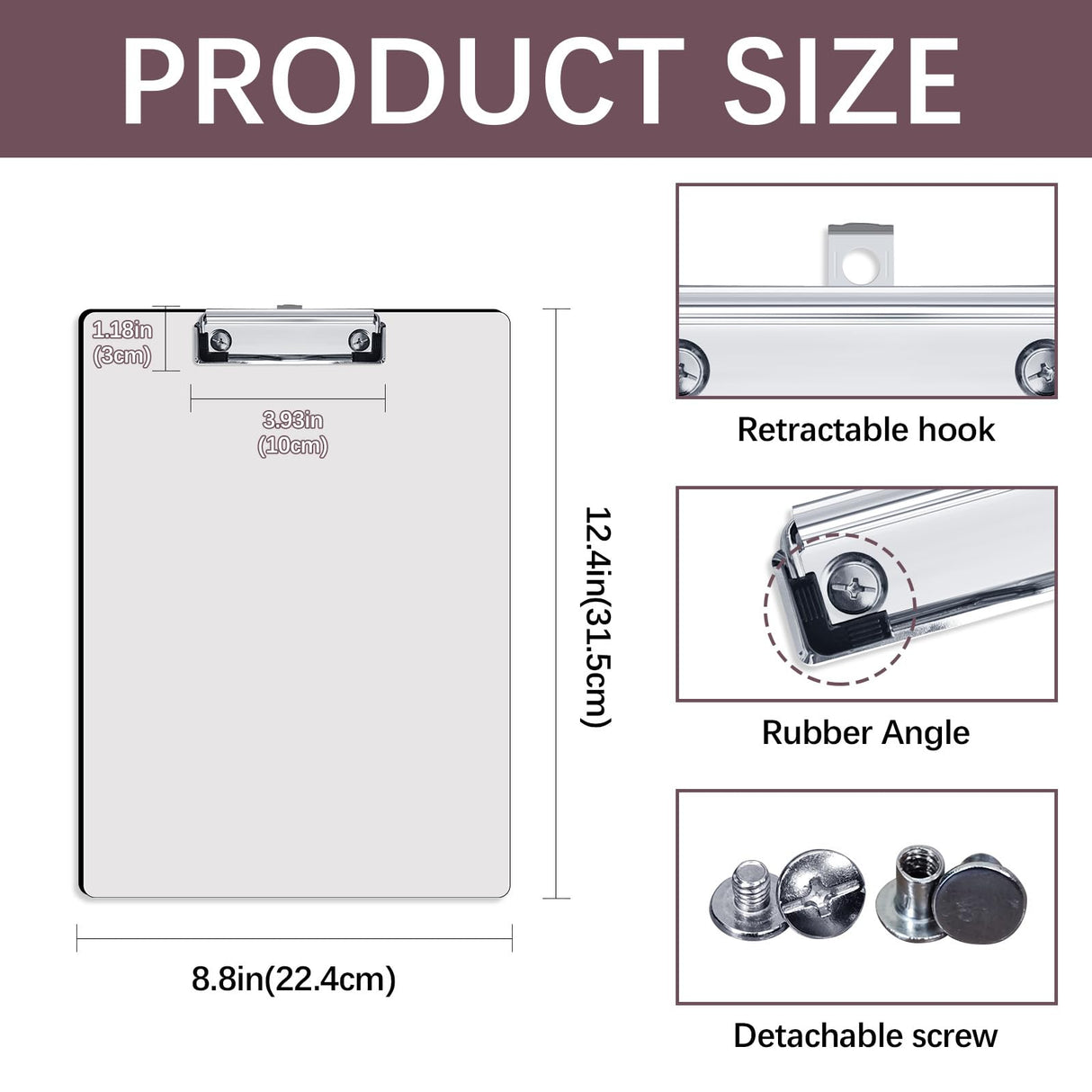 6 Pack Sublimation Clipboard Blanks Bulk MDF Sublimation Clipboard A4 Letter Size 8.8'' x 12.4'' Sublimation Teacher Blanks for Office Products DIY Handmade Craft Sublimation Ornaments Blanks AiDiYGECO