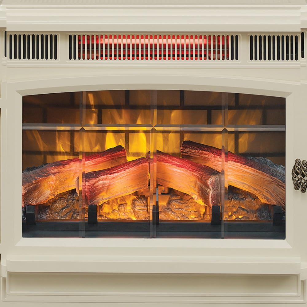 duraflame Freestanding Electric Fireplace Stove Heater with 3D Flame Effect for 1,000 Sq. Ft. Room, Cream Duraflame