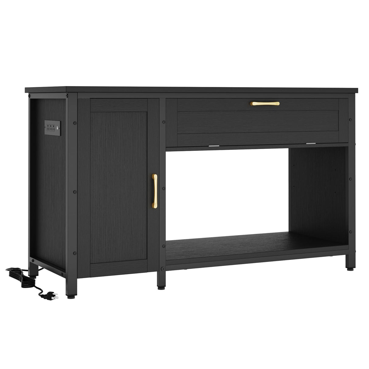 Bestier 55-75 Gallon Fish Tank Stand with Power Outlet & LED Light, 49"x19" Heavy-Duty Metal Aquarium Stand with Cabinet & Drawer for Accessories Storage, Suit for Reptile/Turtle Terrarium Bestier