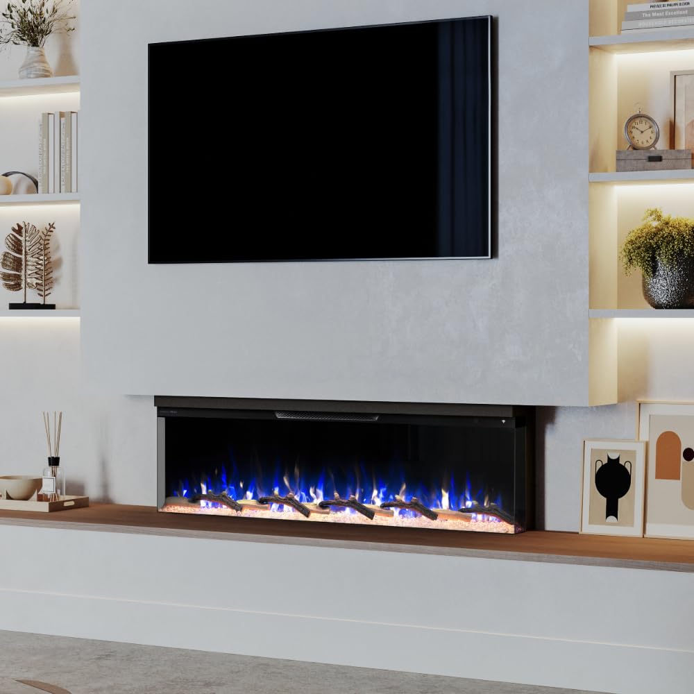Modern Ember Skyline 72 Inch Linear Multi-Sided 3D Wi-Fi Smart Electric Fireplace - 1,000+ Flame & Ember Bed Color Combinations, Fully or Partially Recessed | Works with Alexa and Google Assistant Modern Ember