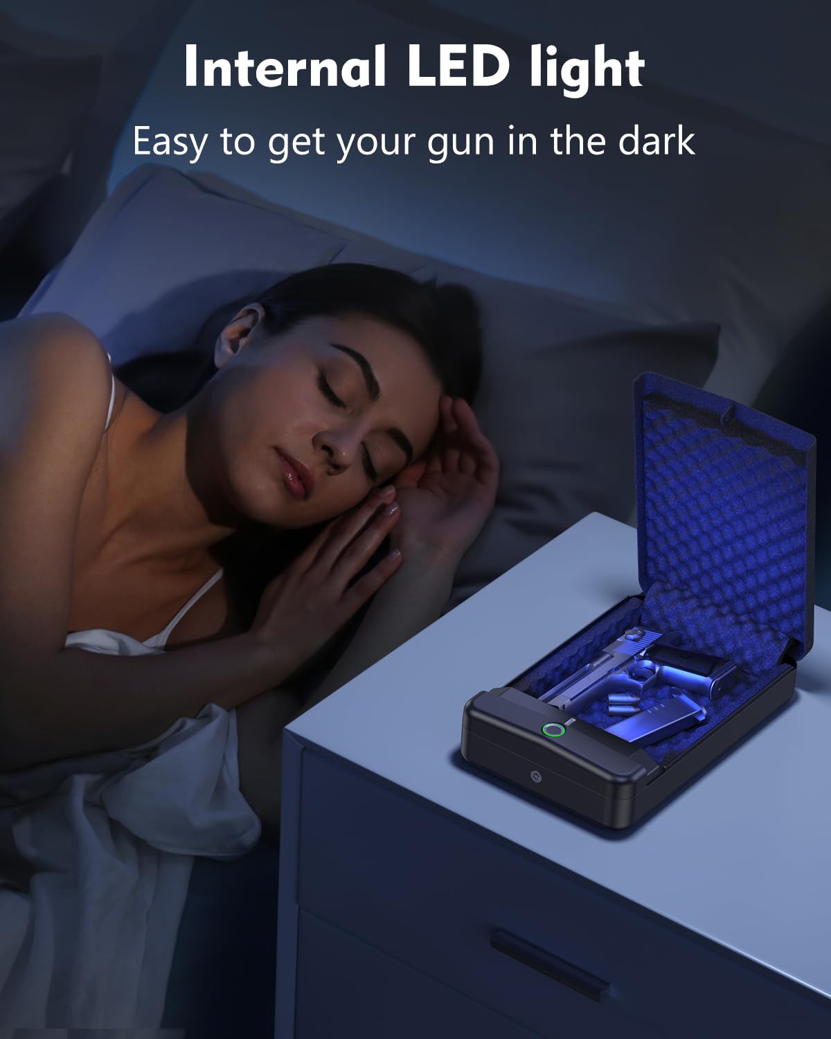 HOLEWOR Gun Safe, Small Pistol Safe Biometric Gun Safes for Handgun, Fingerprint Quick Access Handgun Safe Portable Gun Safe for Cars Travel Nightstand Bedside HOLEWOR