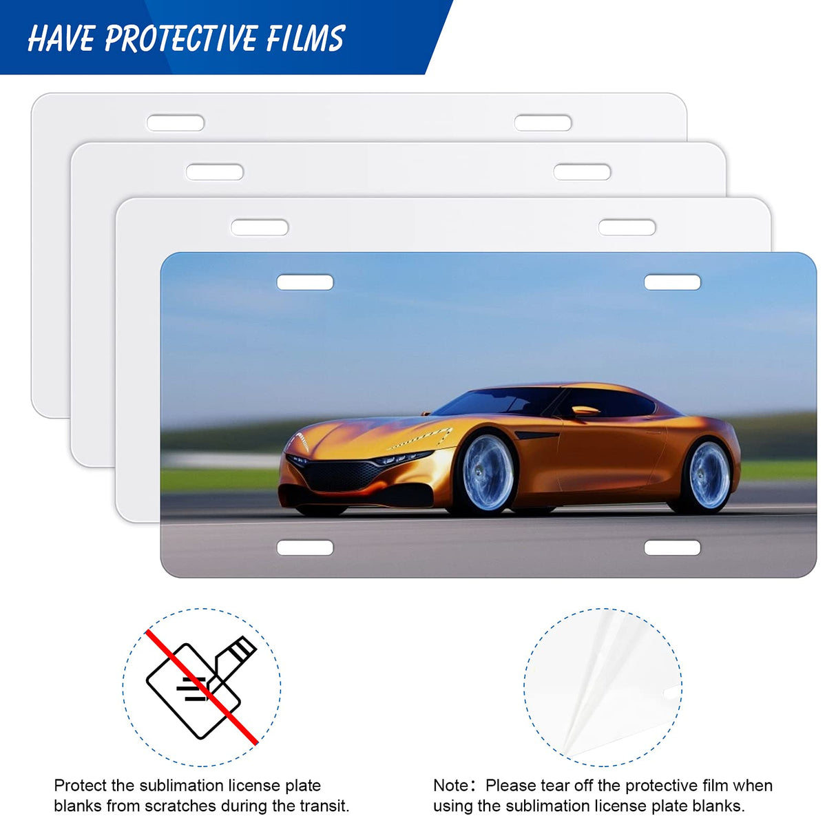 4Pcs Blank Windspeed Sublimation license plate Car Blank for Sublimation, Halloween Christmas car Decoration (White) Windspeed