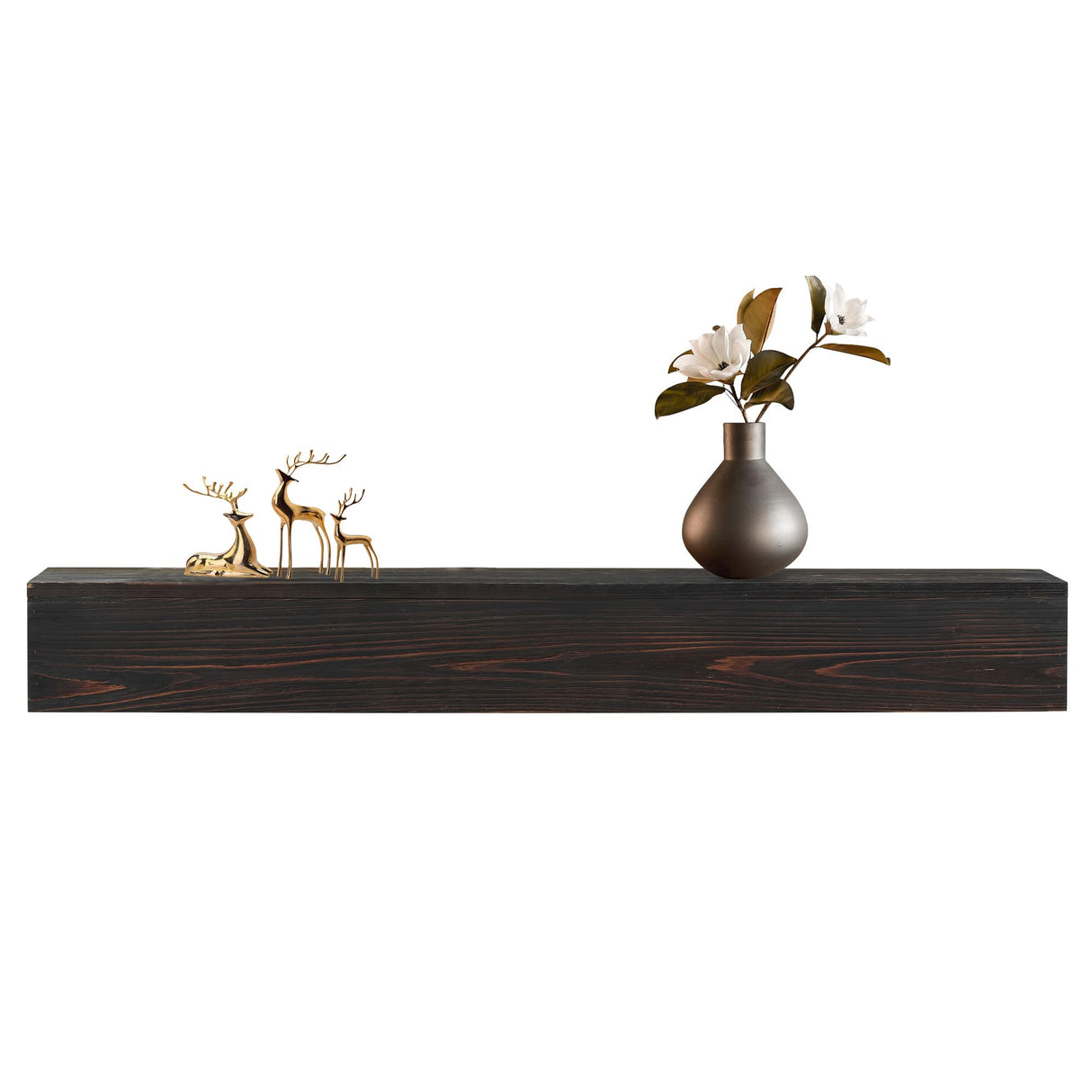 CuisinSmart 60 inches Wood Fireplace Mantel for Farmhouse,Floating Shelves for Place Art Photo,Rustic Natural Wood Mantle for Over Fireplace 60 x 9 x 6 inches Dark Woodgrain CuisinSmart