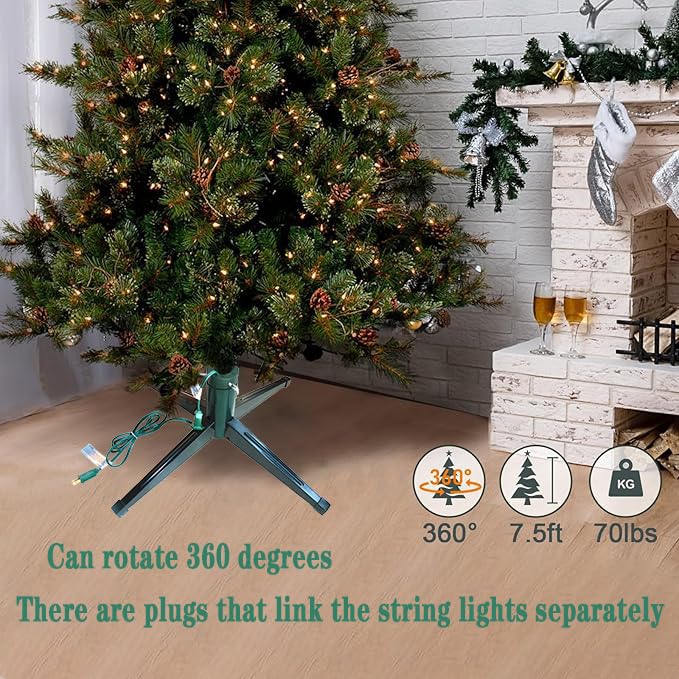 ETONART 360-Degree Rotating Christmas Tree Stand Iron Feet Can Be Folded to Support 7.5 Feet, 100 Pound Artificial Christmas Tree Suitable for Christmas Tree Support ETONART