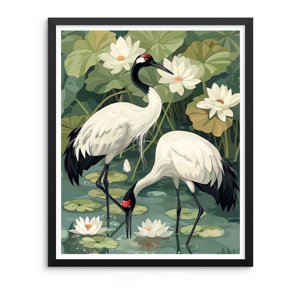 Natuyalo Paint by Numbers for Adults - Adult Paint by Number Kits Painting on Canvas Crane in Pond Painting by Numbers for Beginners, DIY Art Craft Kits for Adults (16x20 Inch) Natuyalo