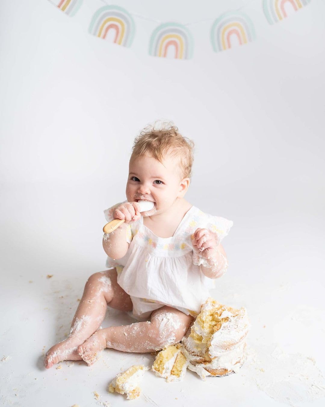 Avanchy Baby Spoons 5 Bamboo and Silicone Set, Self Feeding Food Utensils, 4 Months Baby Led Weaning, 5 Pack W/Blue Avanchy