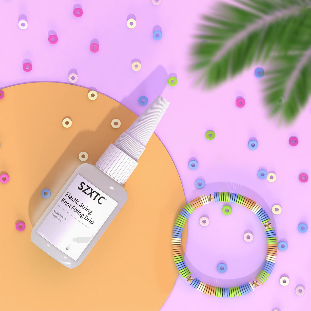 2 Pcs Clay Beads Bracelets Professional Elastic String Kont Fixing Drip, Keep Stretch String Braclet Stay Tied for Flat Round Polymer Heishi Beads Spacer Charm Friendship Jewelry Making Kit SZXTC