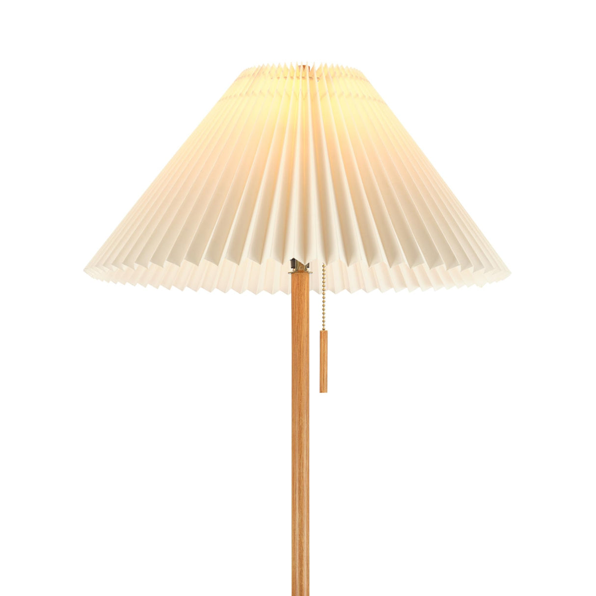 Globe Electric 61000053 62" Floor Lamp, Wood Toned, Pleated Fabric Shade, Flat Base, Pull Chain Switch on Socket, Reading Lamp, Home Office Accessories, Living Room Décor Globe Electric