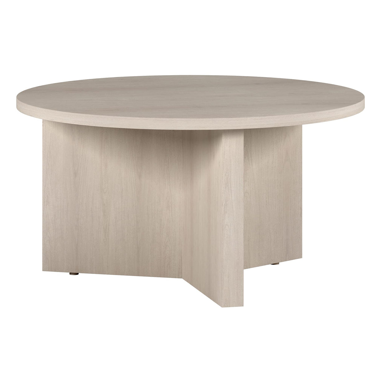 Henn&Hart 32" Wide Round Coffee Table in Alder White, for Home, Living Room, Bedroom, Entertainment Room, Office Henn&Hart
