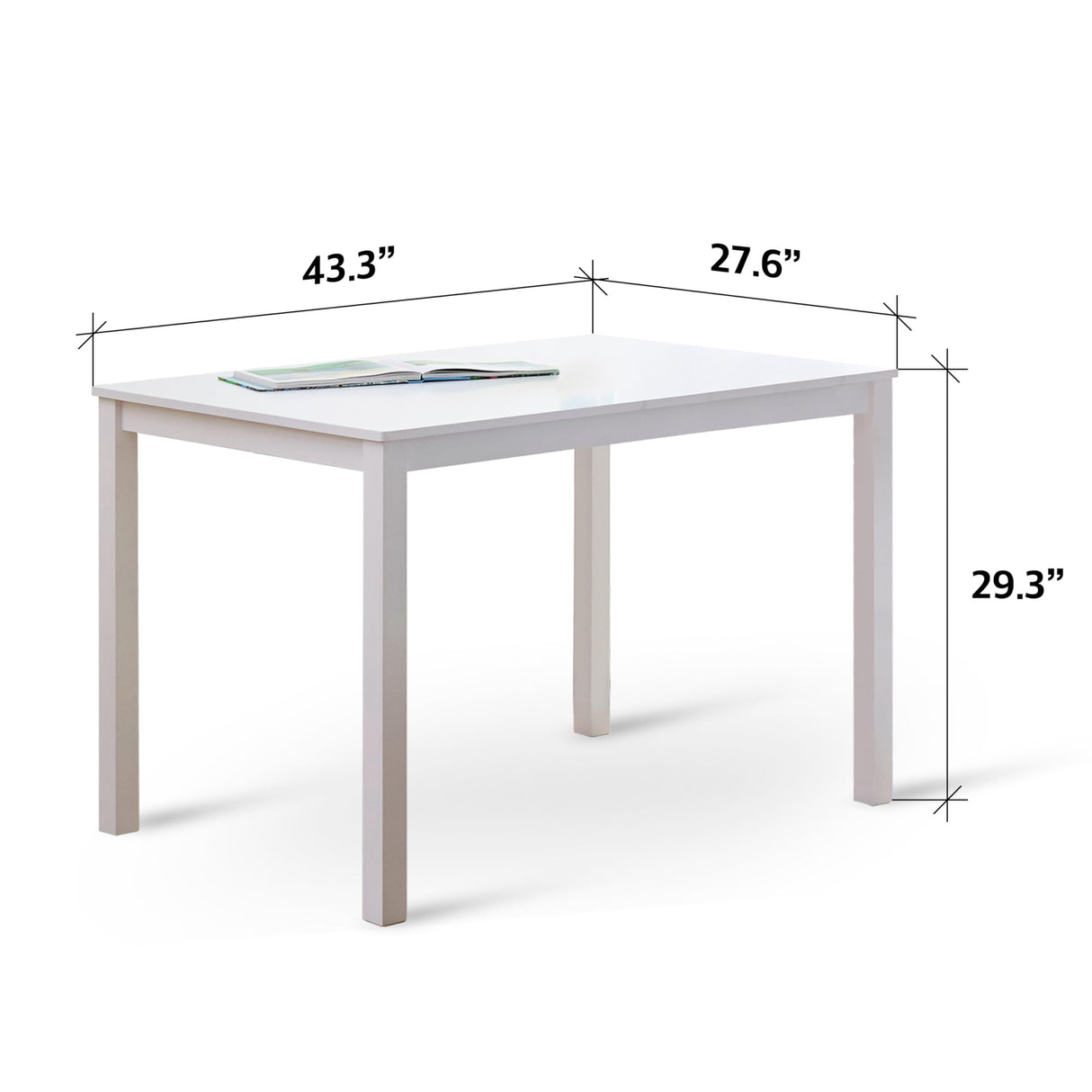 Livinia Seattle 5-Piece Wooden Dining Table Set for 4, Modern Farmhouse Kitchen Dining Room Set with Solid Wood Ladder Back Chairs for Small Space (White) Livinia