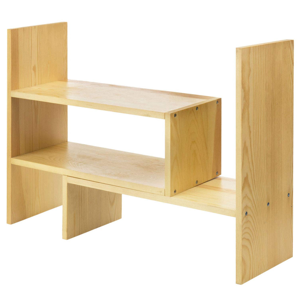 MyGift Adjustable Solid Wood Desktop Shelf Organizer in Beige MyGift