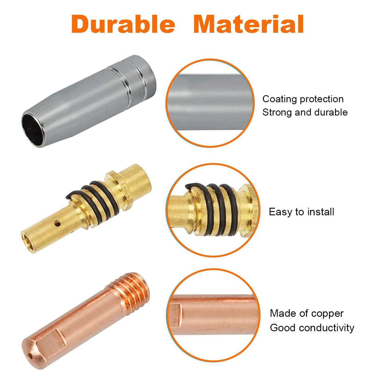 FORTON Mig Welding Gun Accessory Replacement Kit,10pcs Welding Tips 0.030" + 2pcs Gas Nozzles + 2pcs Gas Diffuser CATOOP