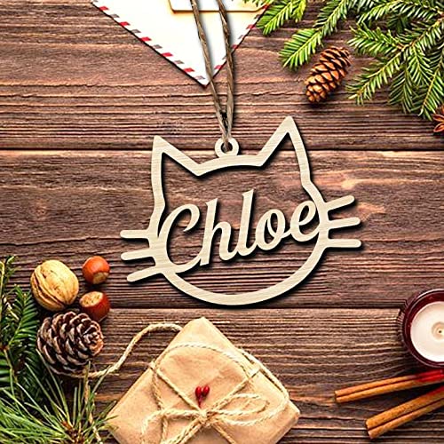Personalized Cat Face Wood Ornament, Wooden Christmas Ornament souleather