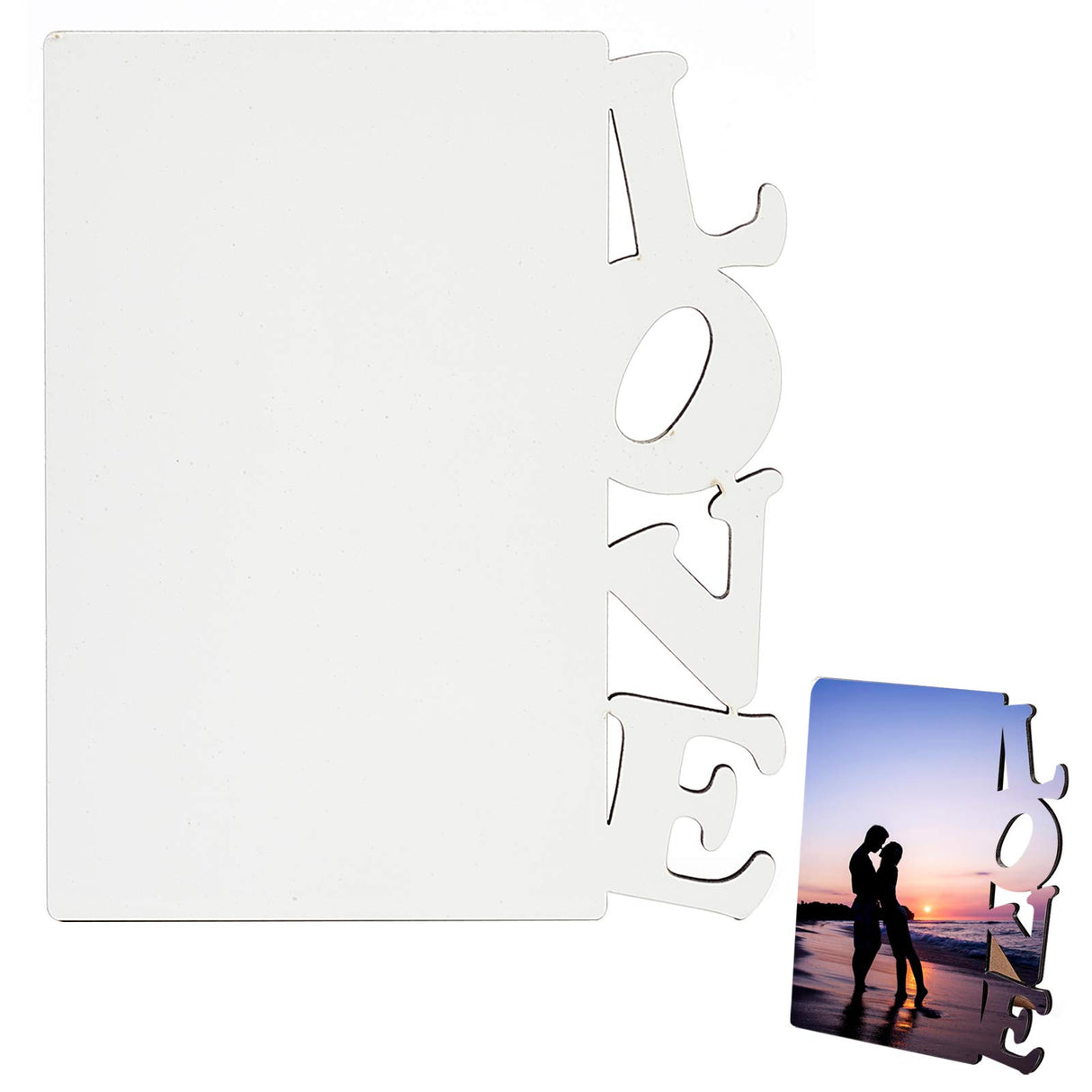 CREATCABIN Sublimation Blanks Photo Frame MDF Hardboard Photo Frame Love Included Stands DIY Personalized Picture, 6x7 inch CREATCABIN