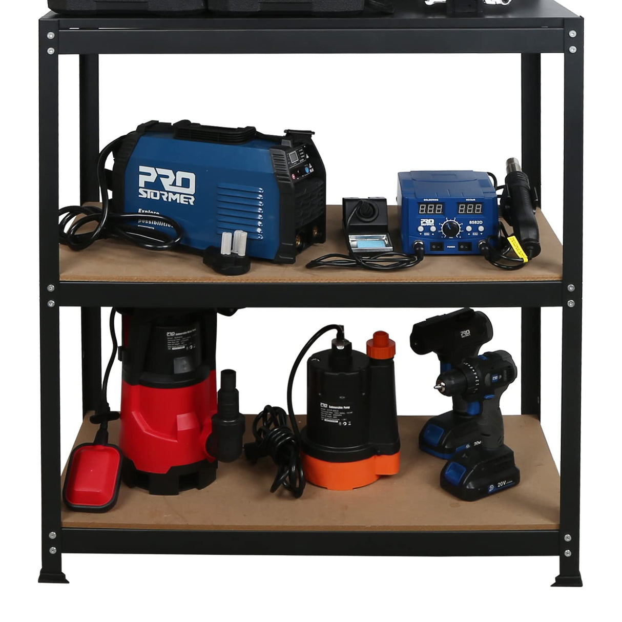 31.5”Workbench, Heavy-Duty Steel Tool Workbench with Pegboard Shelves, 330Lbs Multipurpose Work Benches for Garage, Home, Workshop Storage Prostormer