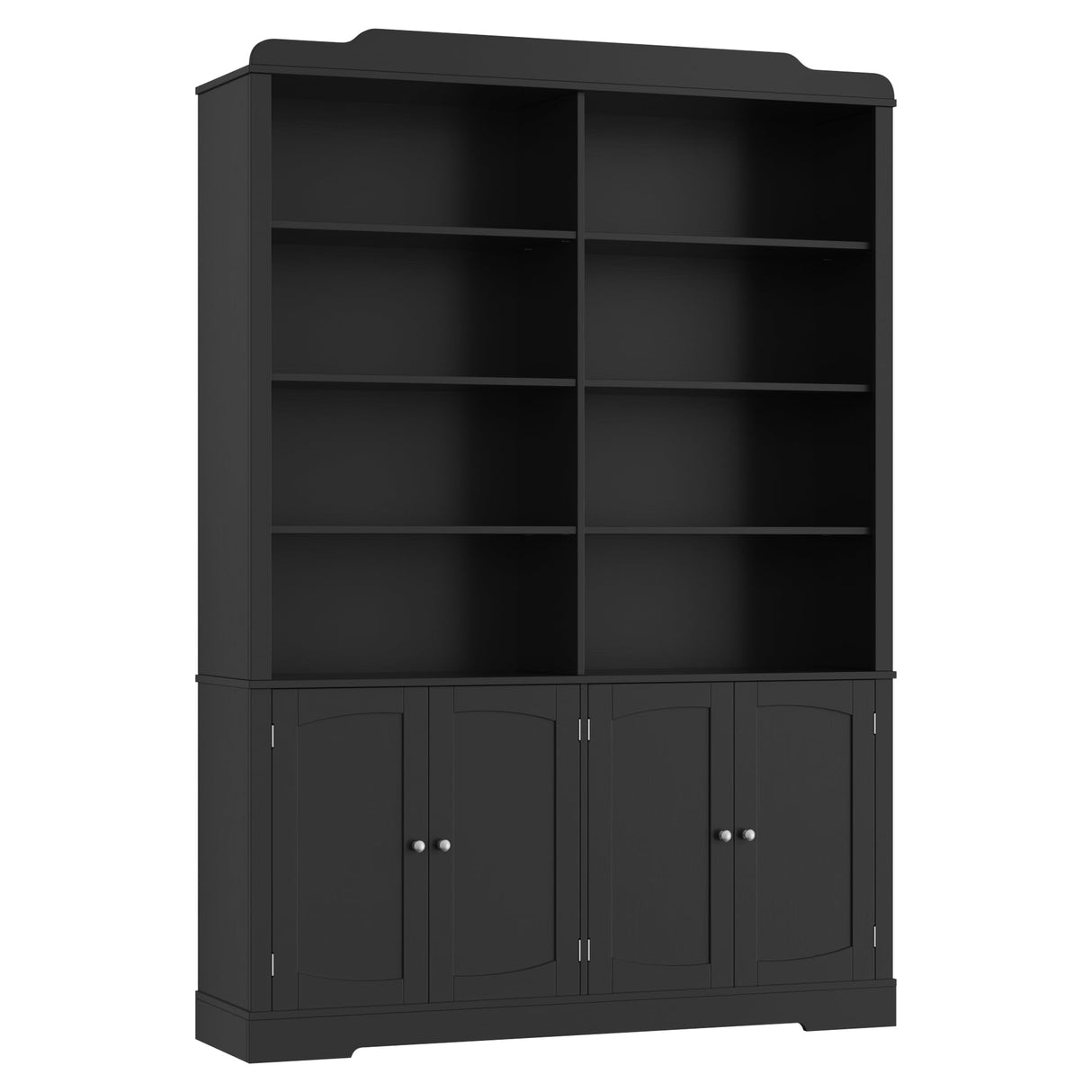 FACBOTALL 73.1" Bookcase with Doors,6 Tier Large Bookshelf with Storage,Adjustable Shelves & Curved Doors,11.9" Depth Bookcase and Bookshelf, Tall Storage Cabinet for Home Office, Living Room,Black FACBOTALL