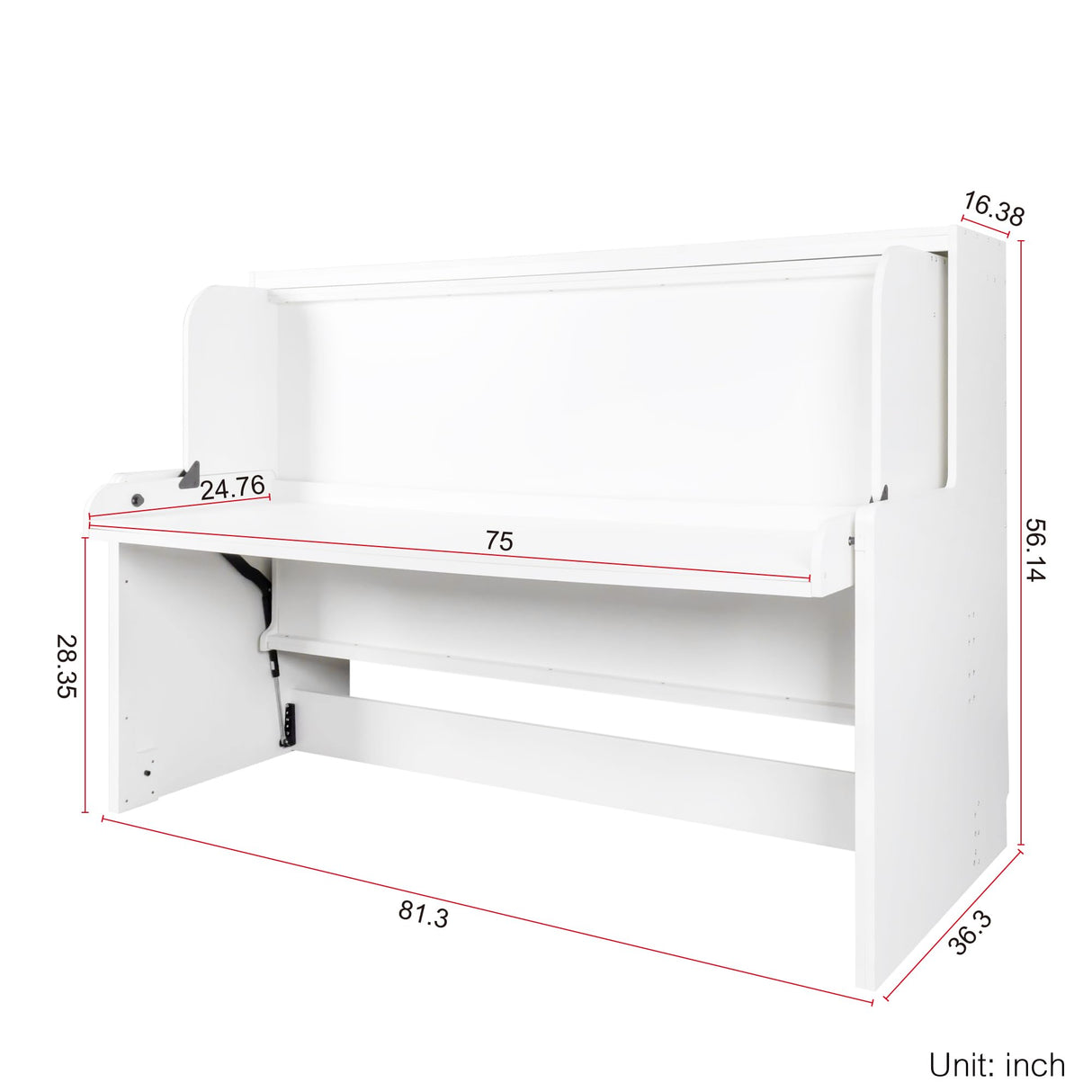 Twin Murphy Bed with Desk, Pull-Out Foldable Wall Bed, Space-Saving Muti-Functional Designed for Multipurpose Guest Room or Home Office DMAITH