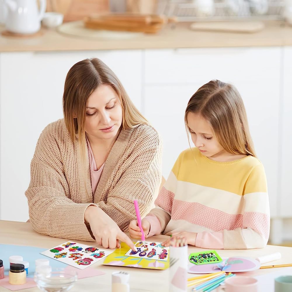 MEGZIHXN Cute Diamond Art Stickers Kits for Kids,12 Pcs Airplanes Excavators Police Cars Engineering Vehicles Diamond Arts Craft Set Gifts for Children and Adult Beginners MEGZIHXN