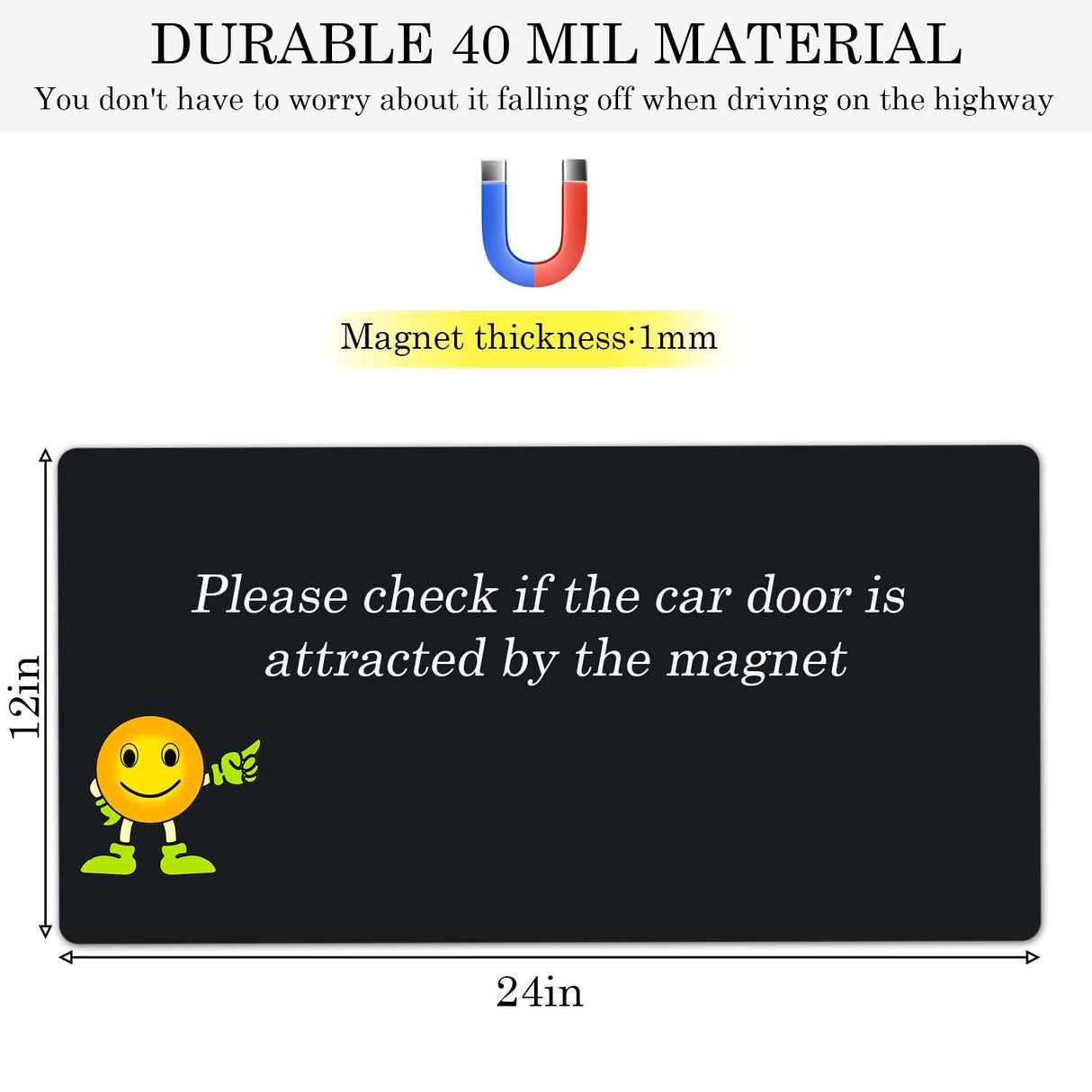 OUCPC Black Blank Car Magnets with 40 mils, 2 Pack 24” x 12” Car Magnets and Decals, Rounded Corners Car Door Magnets, Magnet for Car to Advertise Business, Prevent Car Scratches & Dents OUCPC