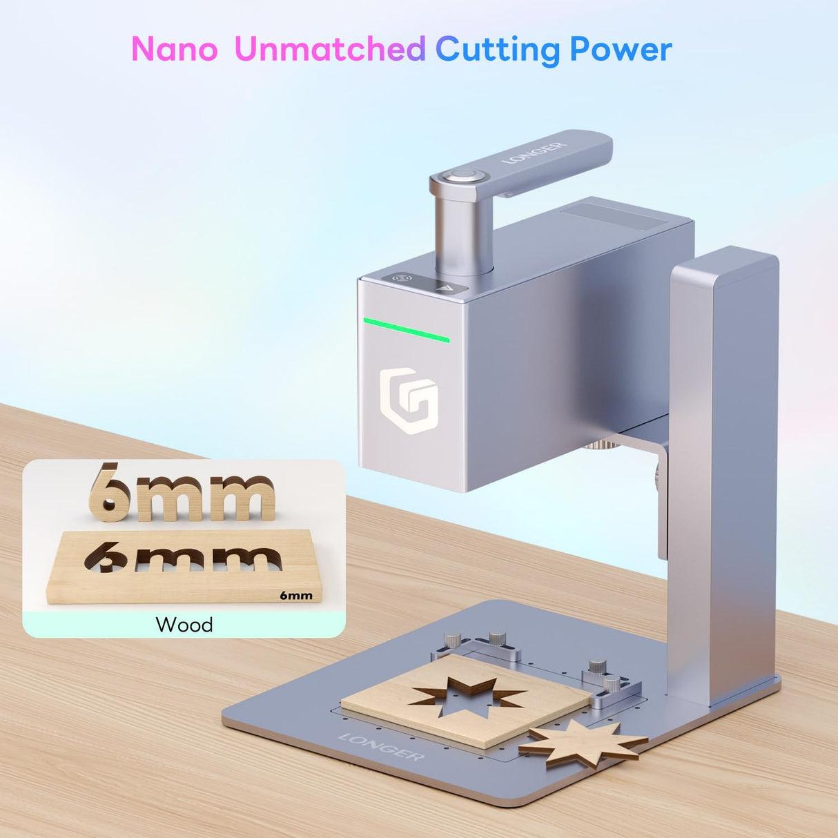 Longer Nano Portable Laser Engraving Machine - 5000mm/s High Speed, 6W Laser Output Power, 0.05mm Precision, Suitable for Wood, Acrylic, Leather, Fabric, Metal, Ceramic, DIY Projects Longer