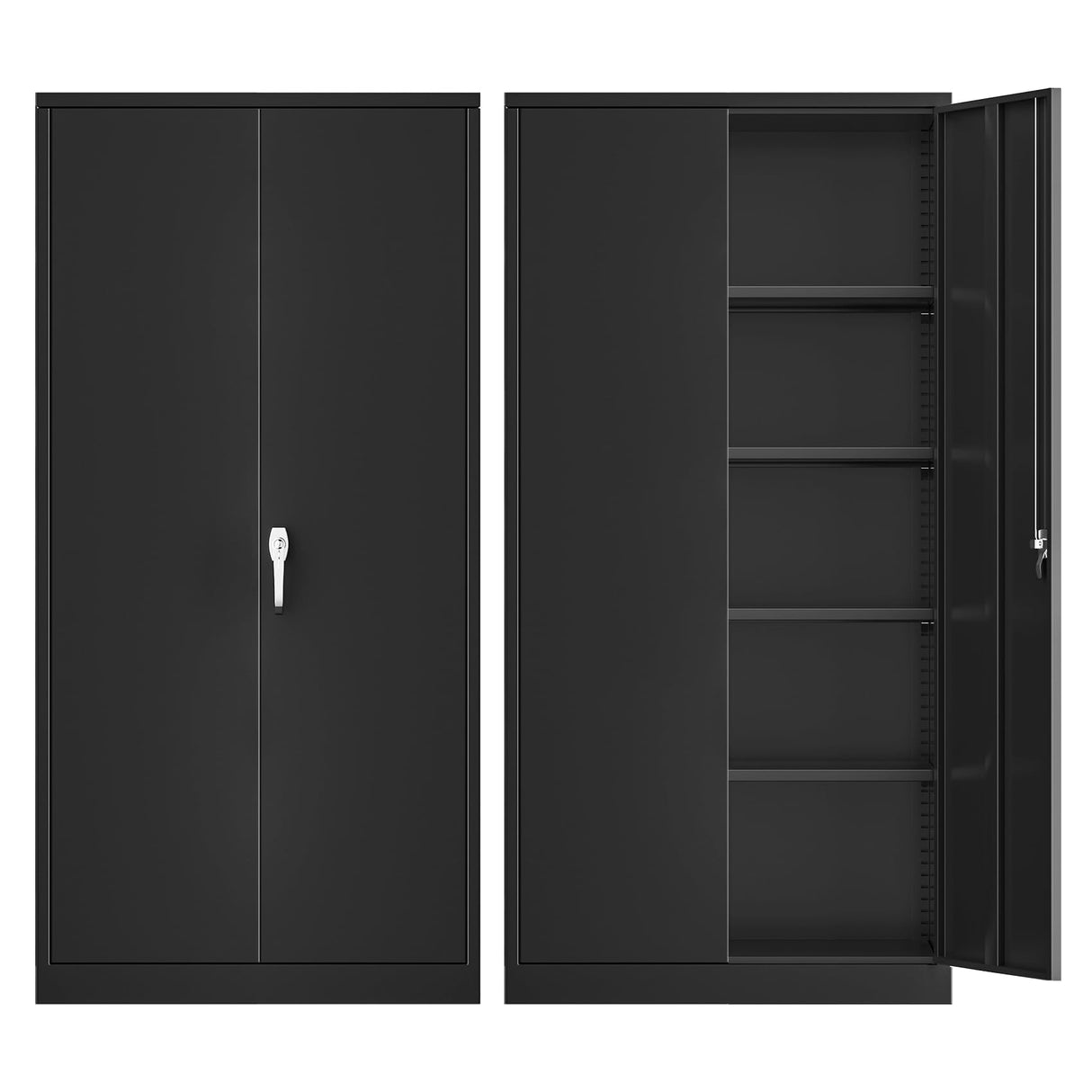Superday Metal Storage Cabinets, 72" Storage Cabinet with Locking Door, Tall Garage Cabinet with 2 Doors and 4 Adjustable Shelves for Home Office, Classroom, Easy Assemble(Black) Superday