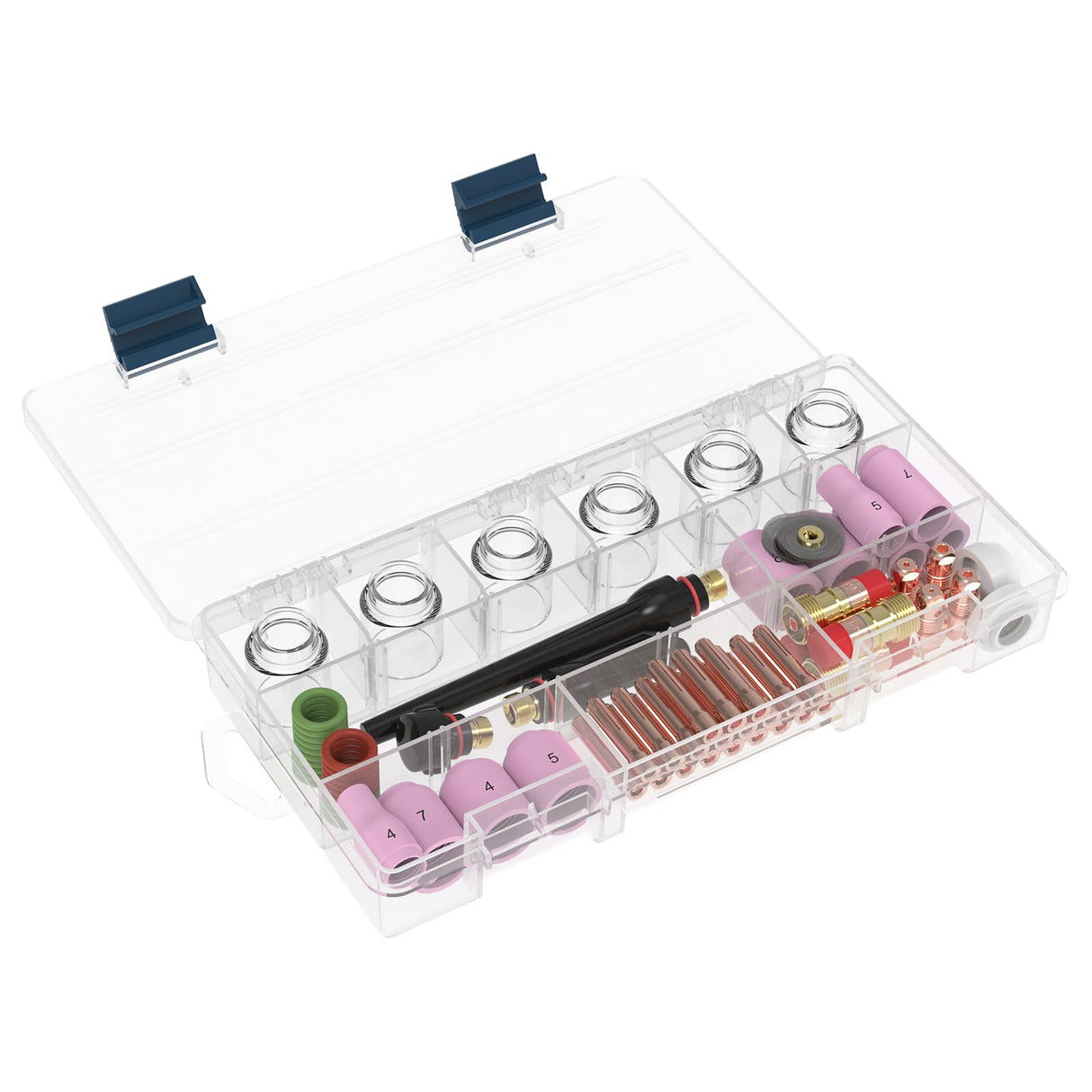 TOOLIOM 71Pcs TIG Welding Torch Accessories Kit Stubby Gas Lens Glass Cup Ceramic Cup Back Cap Kit for WP-17/18/26 TOOLIOM