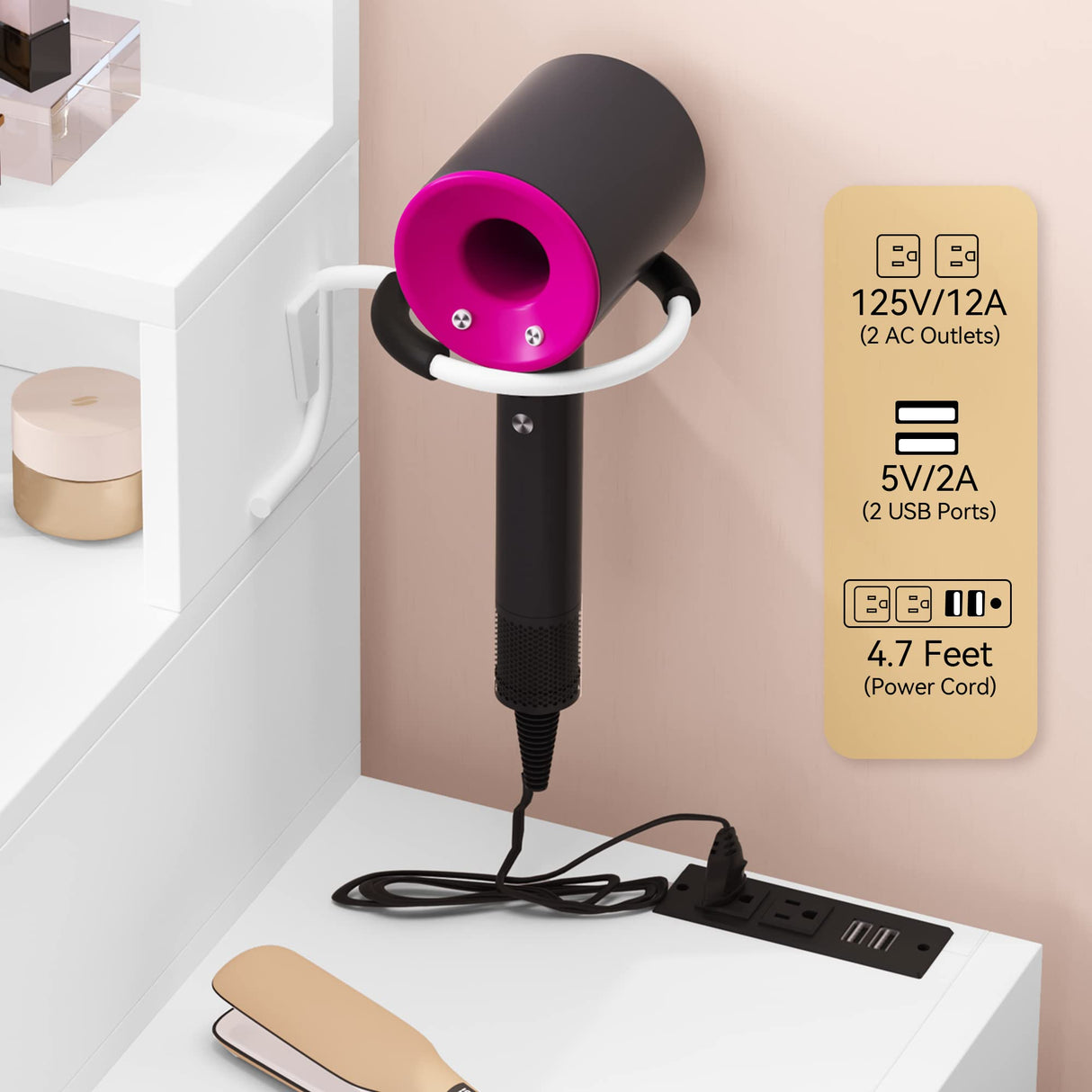 DWVO Vanity Desk with Mirror and Lights, Makeup Vanity Set with Adjustable 3-Mode Lighting and Power Outlet, Vanity Desk with Multiple Storage Drawers, Shelves, Cabinet and Stool, Frost White DWVO