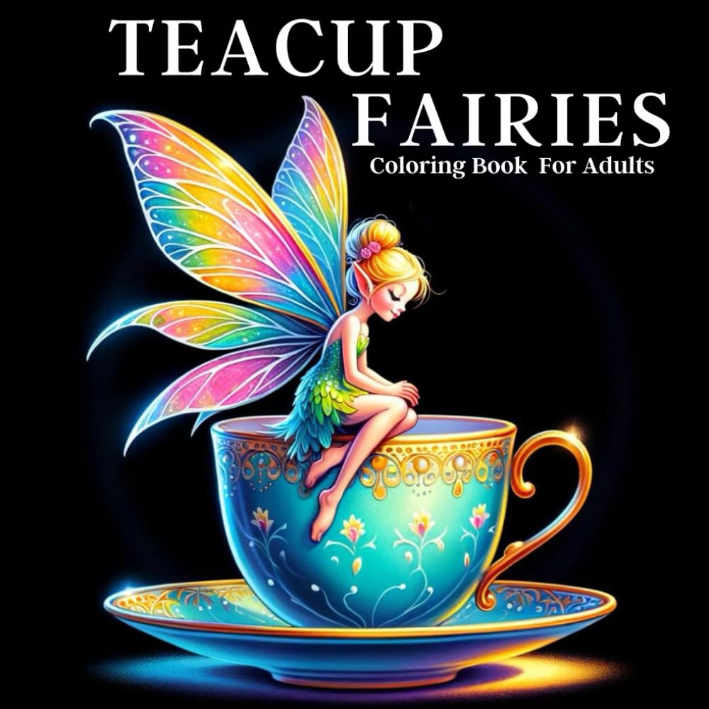 Teacup Fairies: A Stress-Relieving Coloring Book For Adults WoodArtSupply