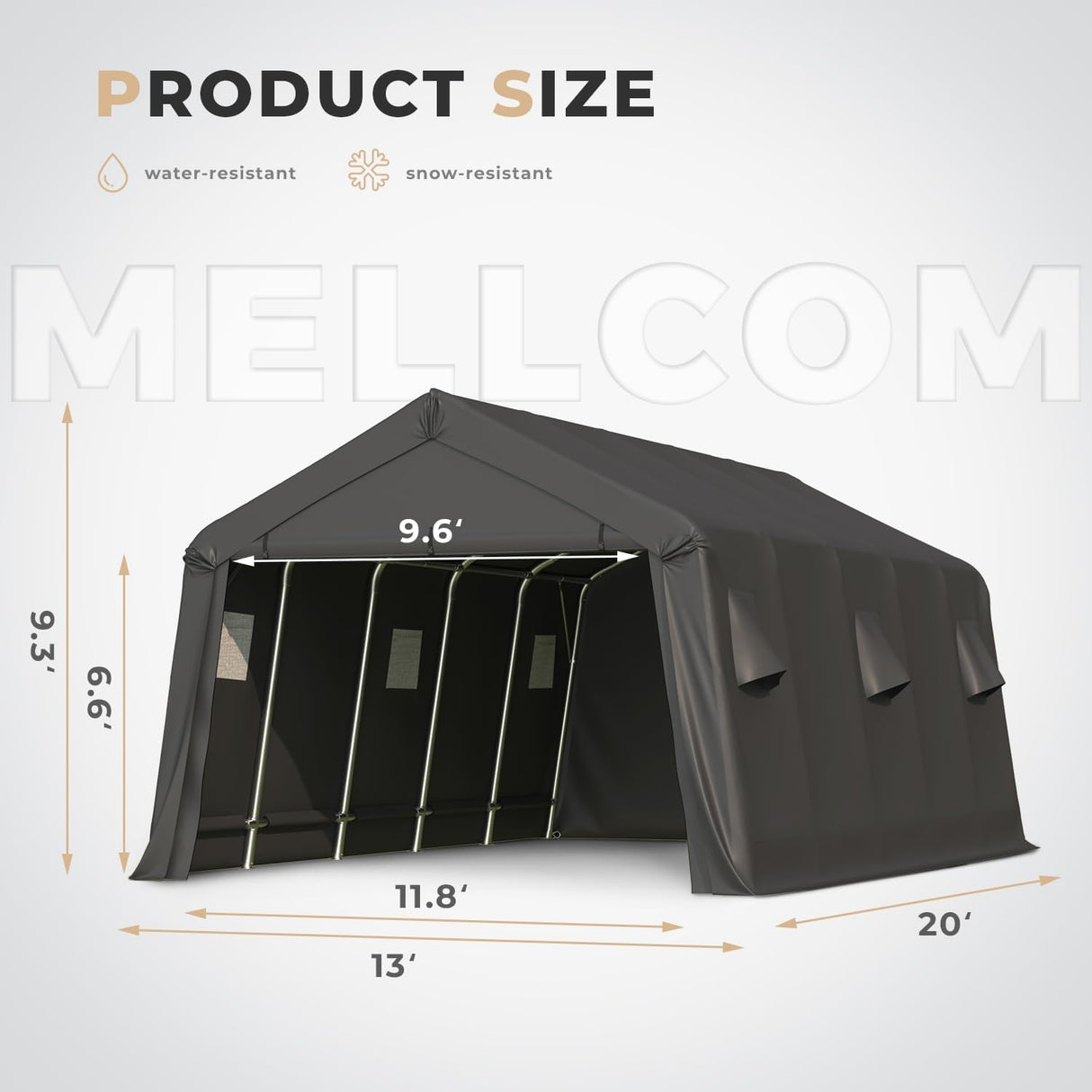 MELLCOM 13 x 20 FT Heavy Duty Carport, Portable Garage with All-Steel Metal Frame & Vents, Anti-Snow Car Canopy Outdoor Storage Shelter shed for Car, Truck, Boat MELLCOM
