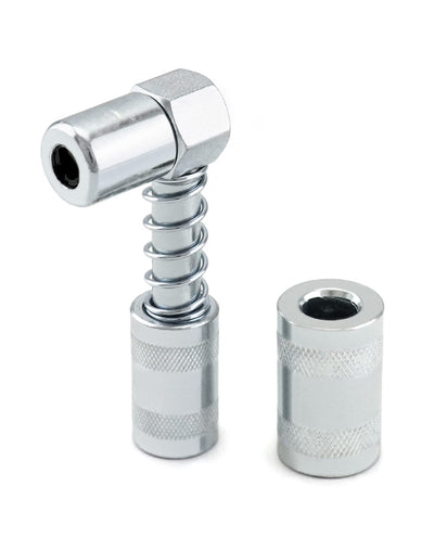 QWORK 90 Degree Grease Coupler Adapter with Sleeves, Grease Gun Coupler Snaps onto Grease Fittings in Tight Spaces for Auto, Farm, Truck or Industrial Use