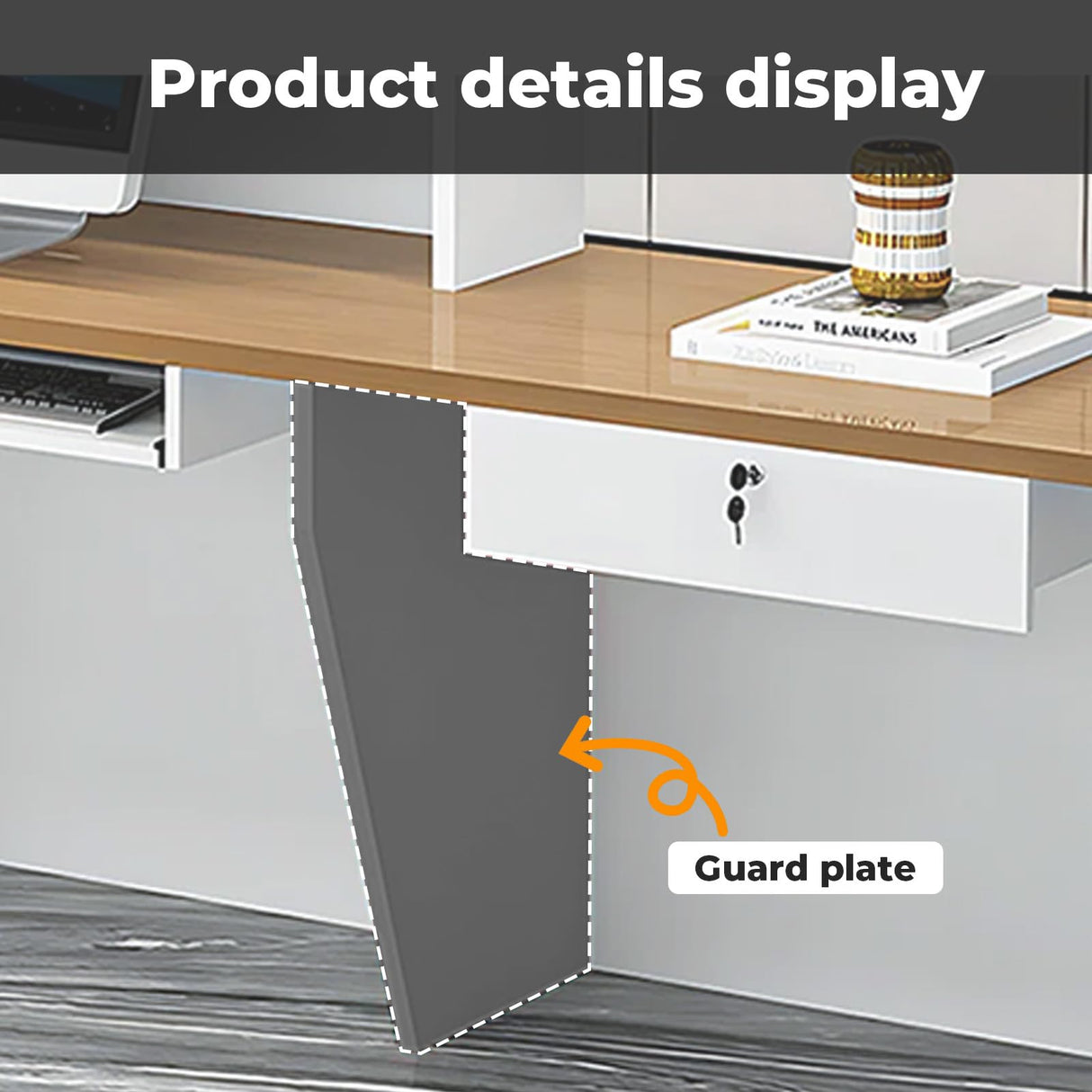 Nuipesn Reception Desk, Front Desk Reception Counter with Shelf & Lockable Drawers,Reception Table with Private Panels for Office,Beauty Salon (Gray Grain + White/Right, 59" L*24" W*39" H) Nuipesn