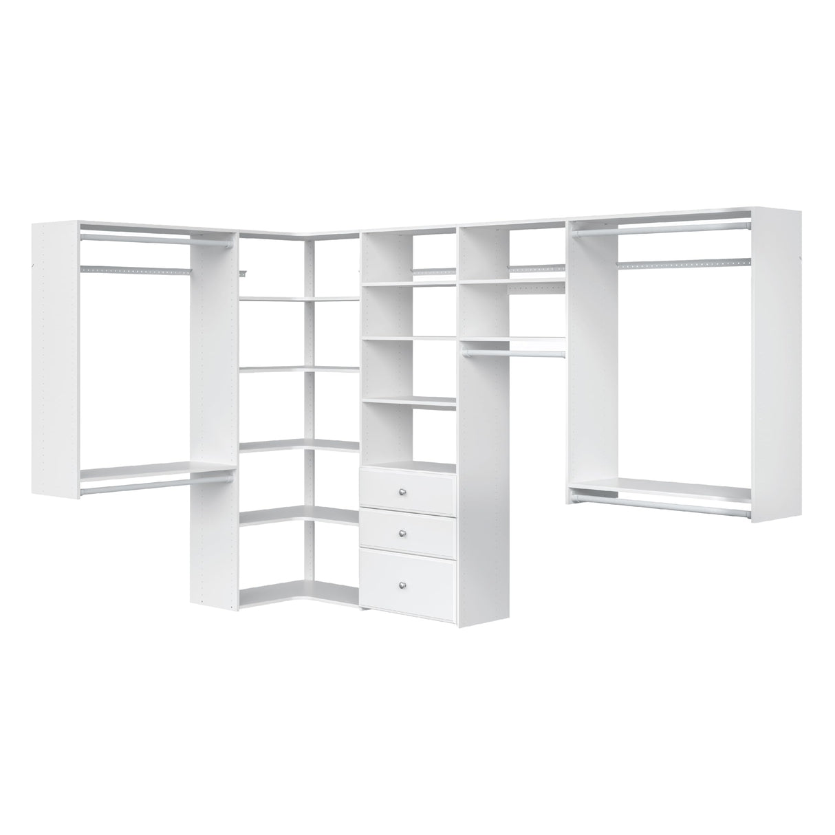 Easy Track PH43-WH Ultimate Corner Wood Kit Closet Organizer in White with White-Vinyl Hardware Easy Track