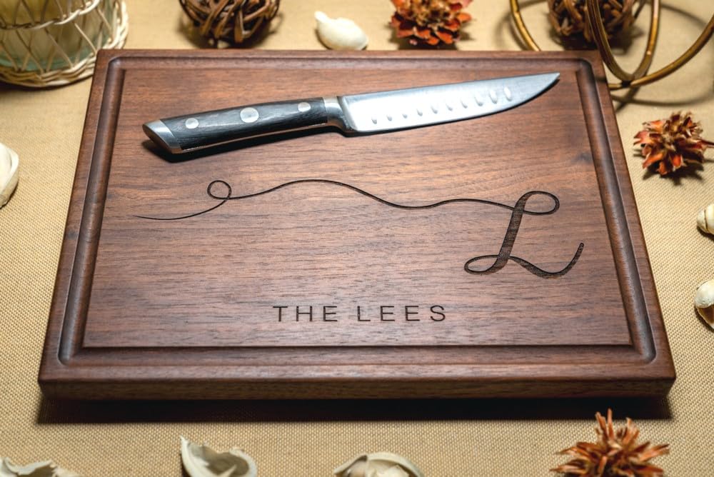 Walnut Artisan Personalized Cutting Boards, Custom Wedding, Anniversary or Housewarming Gift Idea, Wood Engraved Charcuterie Board for Couples, Walnut Artisan Gallery