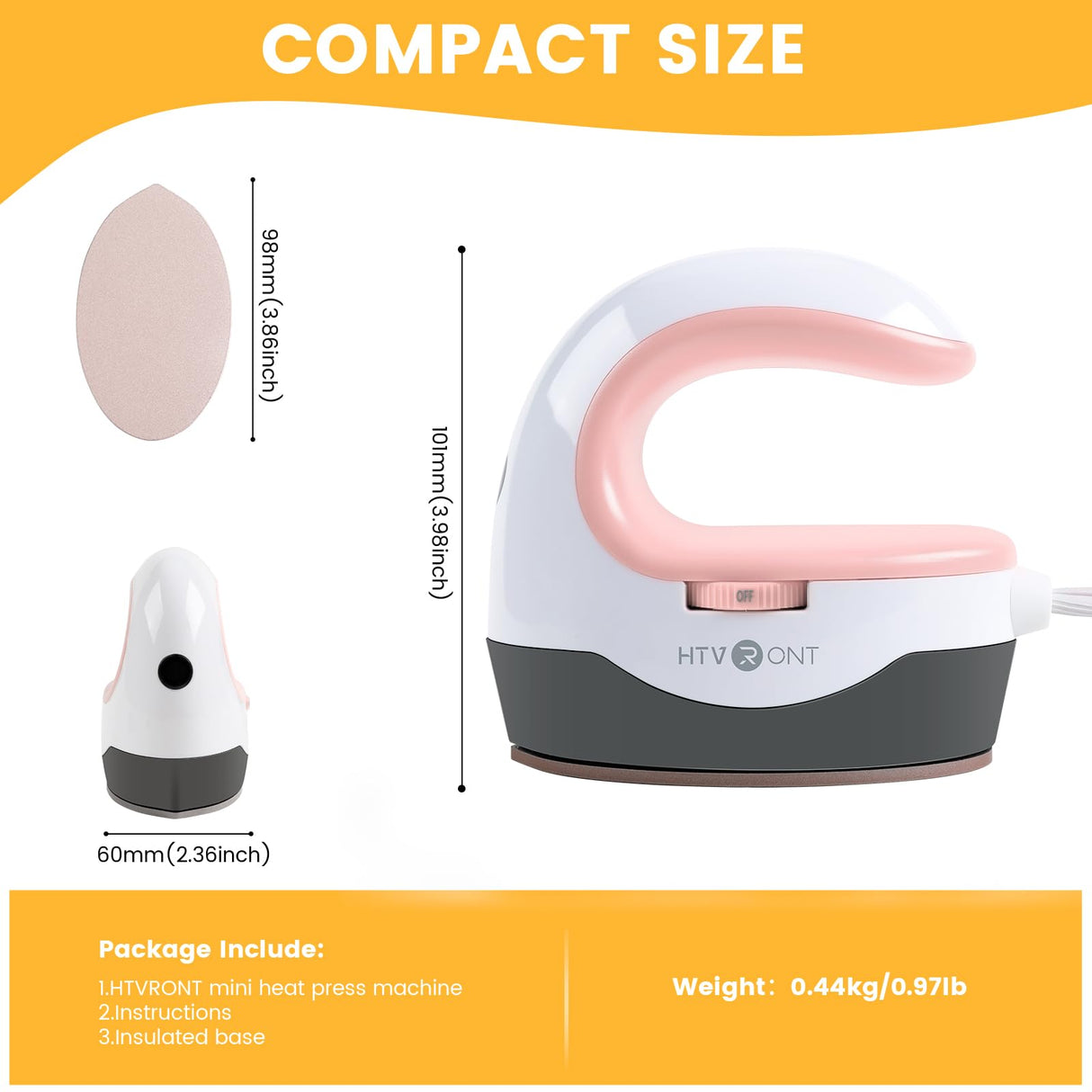 HTVRONT Heat Press Mini Heat Press Machine, Small Heat Press Portable Iron Press Machine for T Shirts, Hats, Heating Transfer Projects (Pink) HTVRONT