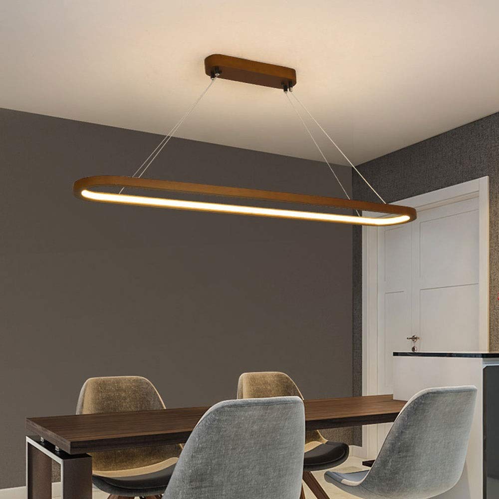 38W LED Ceiling Pendant Lighting Fixture Modern Chandelier Wood Ring Hanging Light Nordic Suspension Lamps for Living Room Bedroom Study Office Hallway Lamp Fixtures (Color : 3 Color Temp) Siet