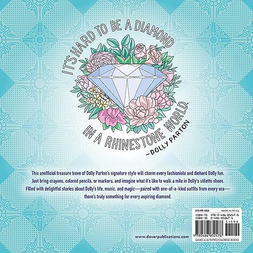 Be a Diamond: Decades of Dolly Parton's Style (An Unofficial Coloring Book) (Dover Adult Coloring Books) WoodArtSupply
