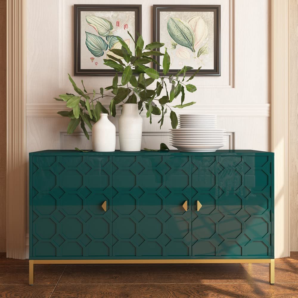 Boyel Living Sideboard Cabinet, Modern Storage Cabinet with 3-Door, Accent Cabinet for Living Room, Hallway, Entryway or Kitchen (Green) Boyel Living