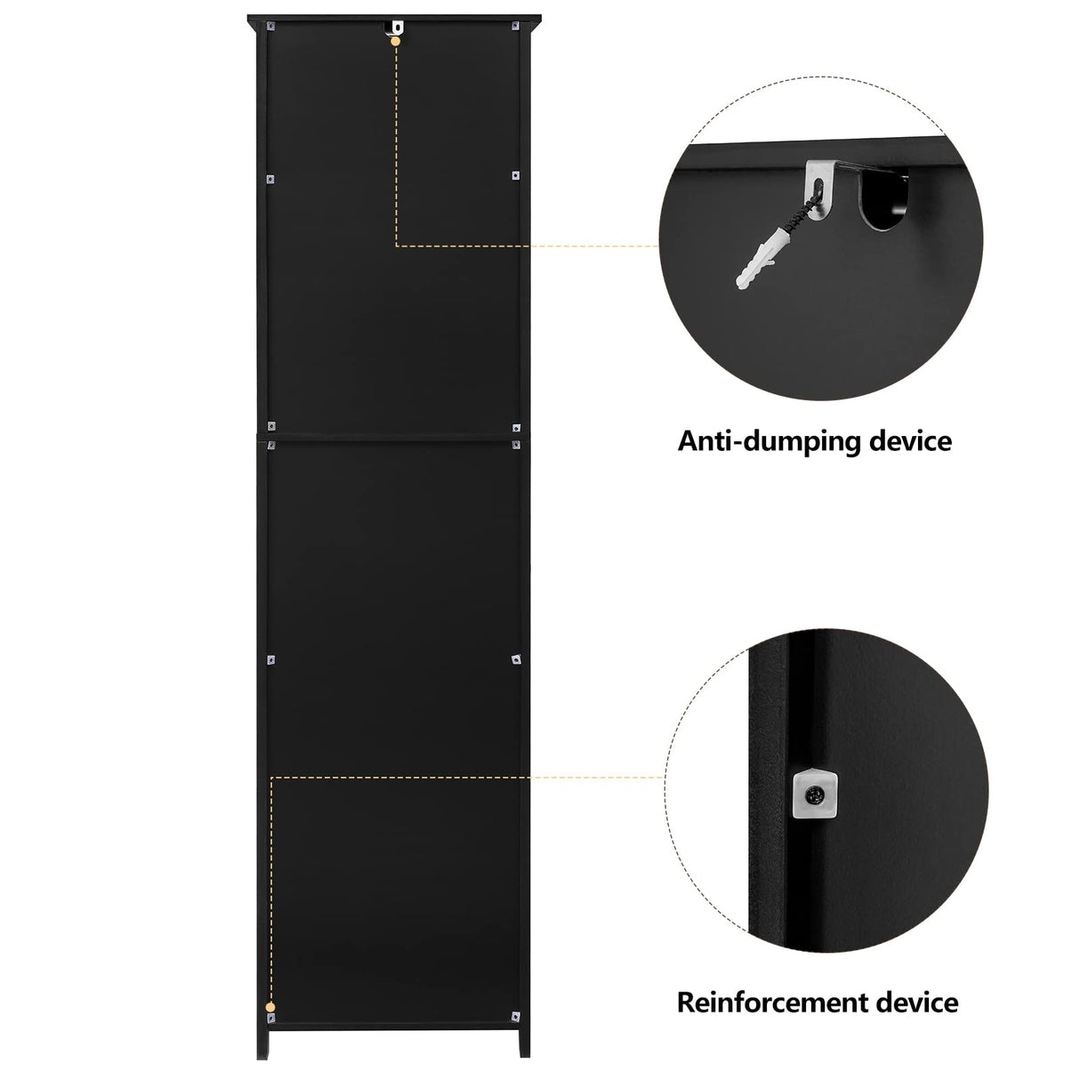 usikey 67“ Tall Bathroom Cabinet, Storage Cabinet with 4 Shelves & 2 Doors, Narrow Storage Cabinet for Bathroom, Living Room, Home Office, Black usikey