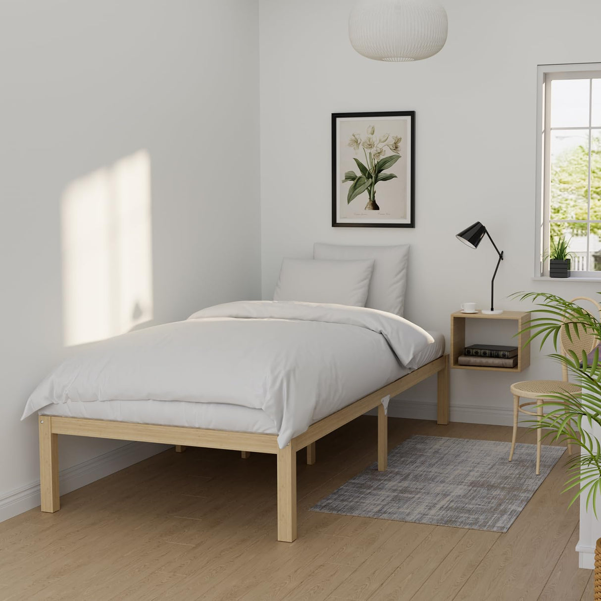 Bamboo Bed Frame Twin Size Wood Platform Bedframe Solid Stable with Non-Slip Slats Support Tall Bed No Box Spring Needed Heavy Duty Easy Assembly Noise Free Nature bambooflow