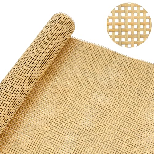 Plastic Rattan Square Webbing Roll, 16 in x 6.6 Ft, Faux Cane Webbing for DIY Home Decor Projects, Pre-Woven Open Mesh for Furniture, Bed, Cabinet, Wardrobe, Room Divider, Light Shade Laphivieh
