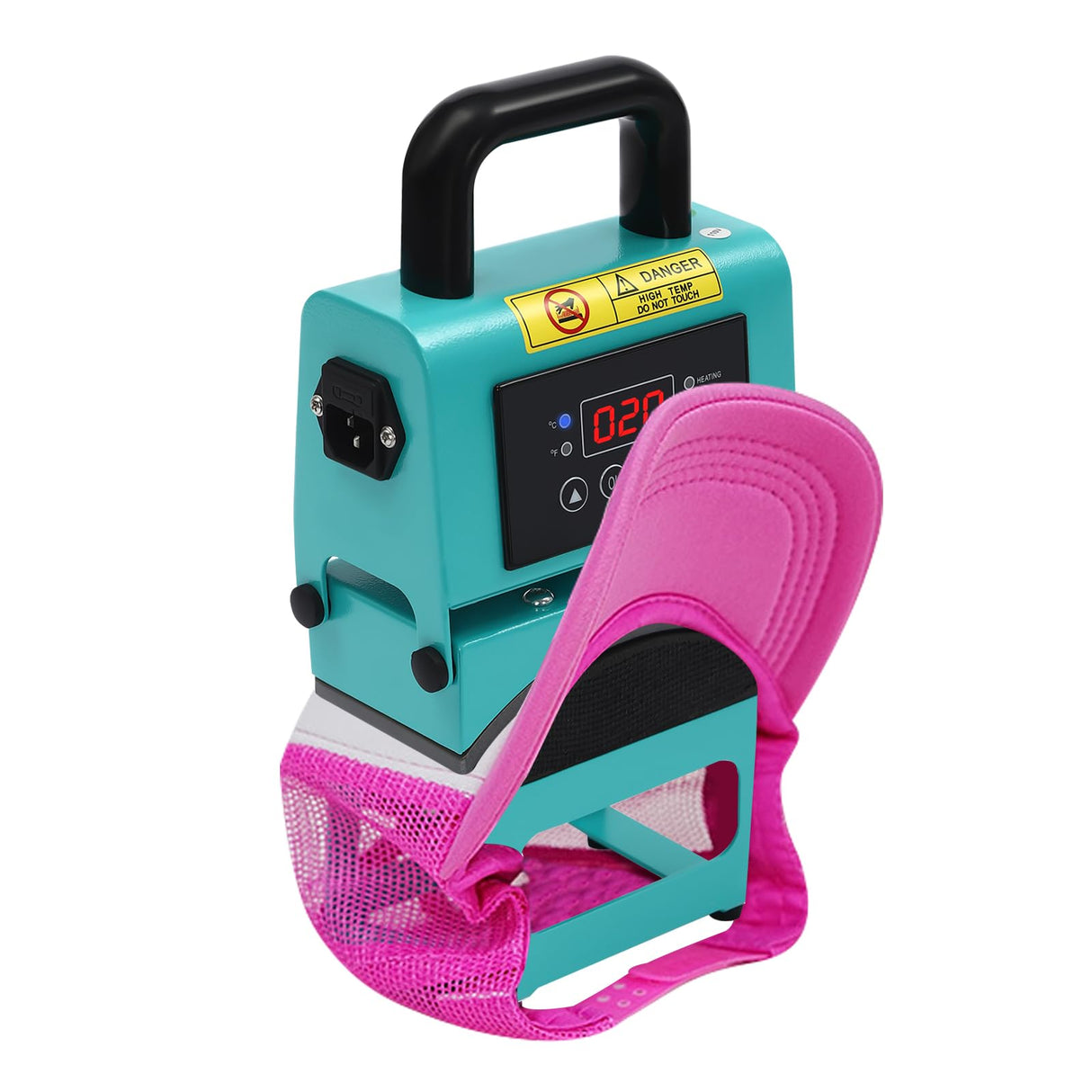 Cap Press Machine 350W,Professional Heat Press for Hats with Digital Display, 0-482°F Adjustable Temperature and 999s Timer, Portable Curved Plate Design for Sublimation, HTV, DTF (Blue) LYNICESHOP