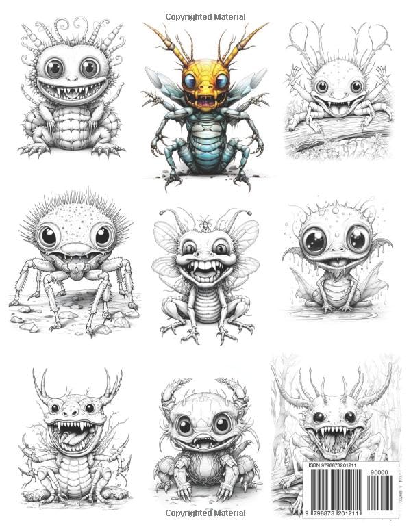 Creepy Fantastic Insect Monsters Coloring Book: Incredible Insects and Arthropods: Creepy Evil Magical Bugs, Butterflies, Crickets, Dragonflies, ... and Other Creatures. Adult Coloring Book Majosta