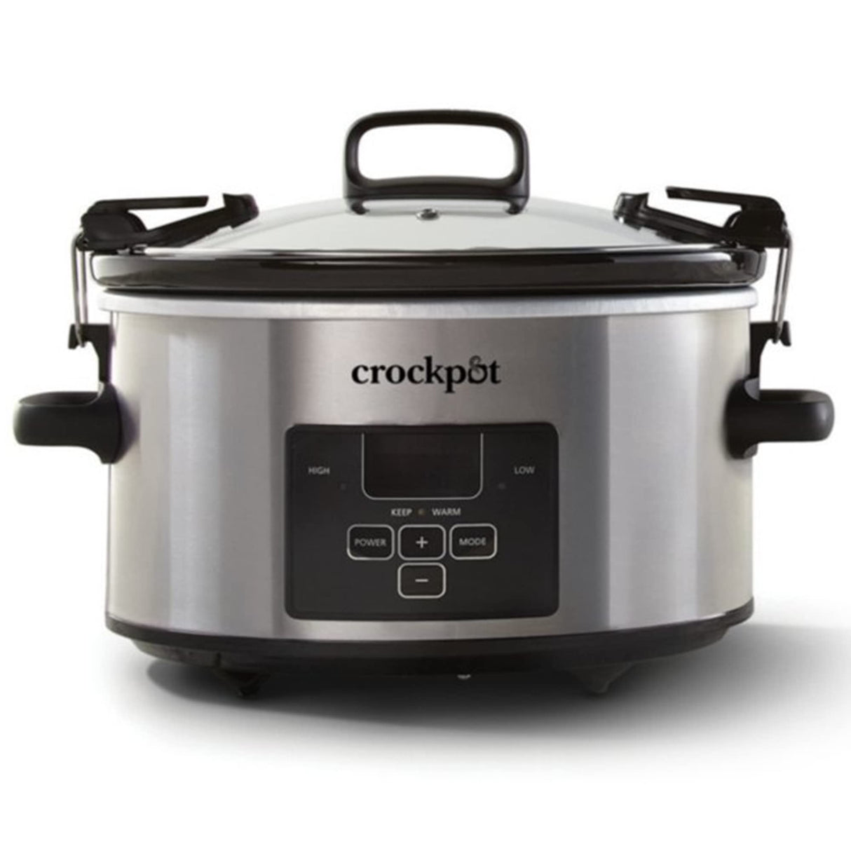 Crock-Pot 4 Quart Travel Proof Cook and Carry Programmable Slow Cooker with Locking Lid, Convenient Handles, and Digital Display, Stainless Steel Crock-Pot