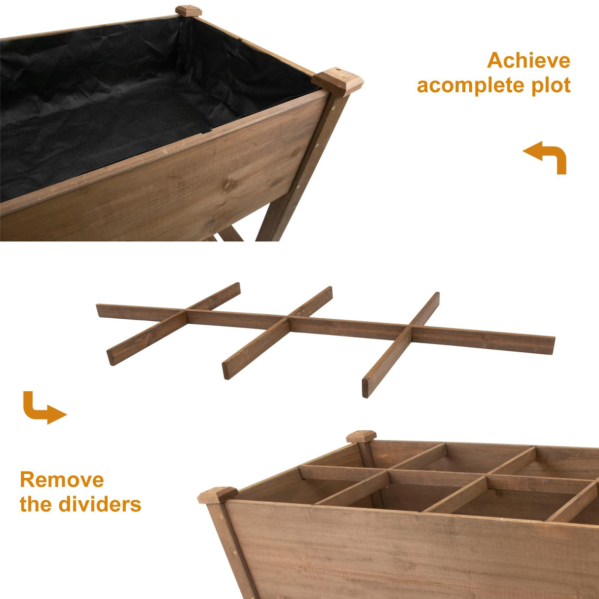 ketive Raised Garden Bed 55.5x24x32-inch Mobile Elevated Wood Planter with Lockable Wheels, Storage Shelf, Protective Liner ïŒBrownïŒ ketive