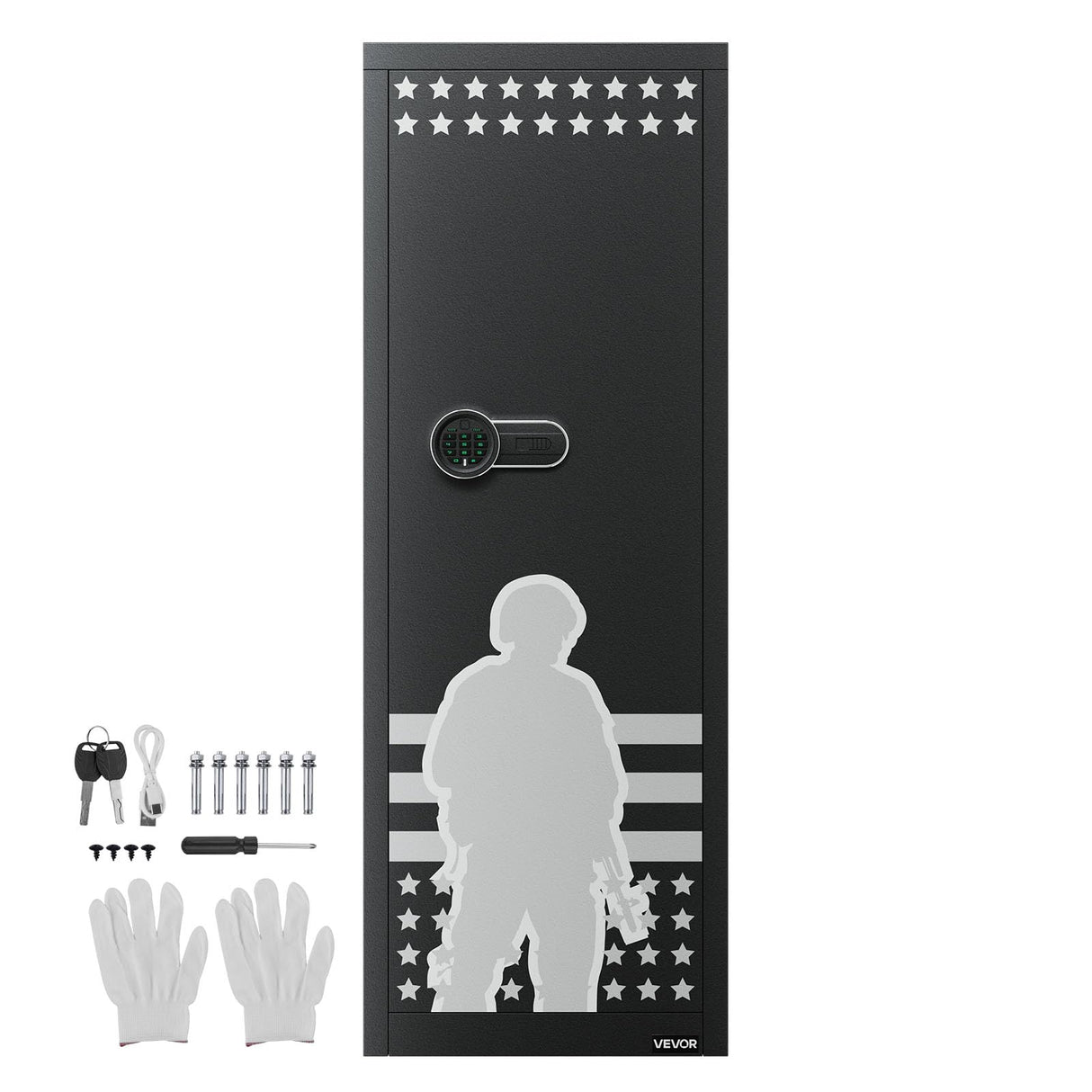 VEVOR 10-12 Gun Safe, Long Gun Cabinet for Rifles and Pistols, Quick Access Rifle Safe with 4 Pistol Pockets and 3 Adjustable Racks, Large Digital Cabinet with Key and Password Lock VEVOR