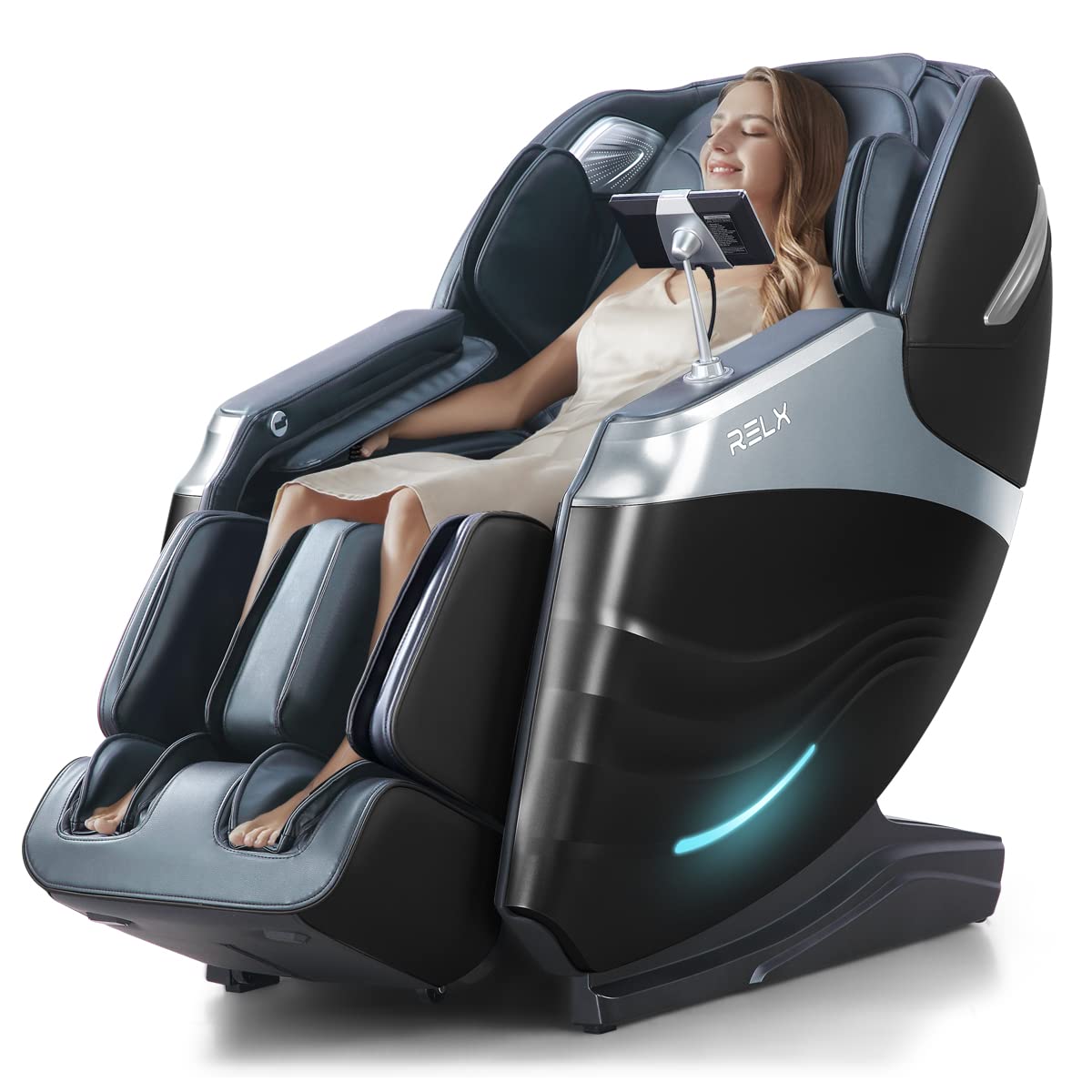 RELX 2025 Massage Chair Full Body, 15 Modes Zero Gravity SL-Track Shiatsu Massage Chair Built-in Heat System, Airbag Massage with Body Scan, Deep Yoga Stretch, Calfrest Extension and AI Control(Black) RELX