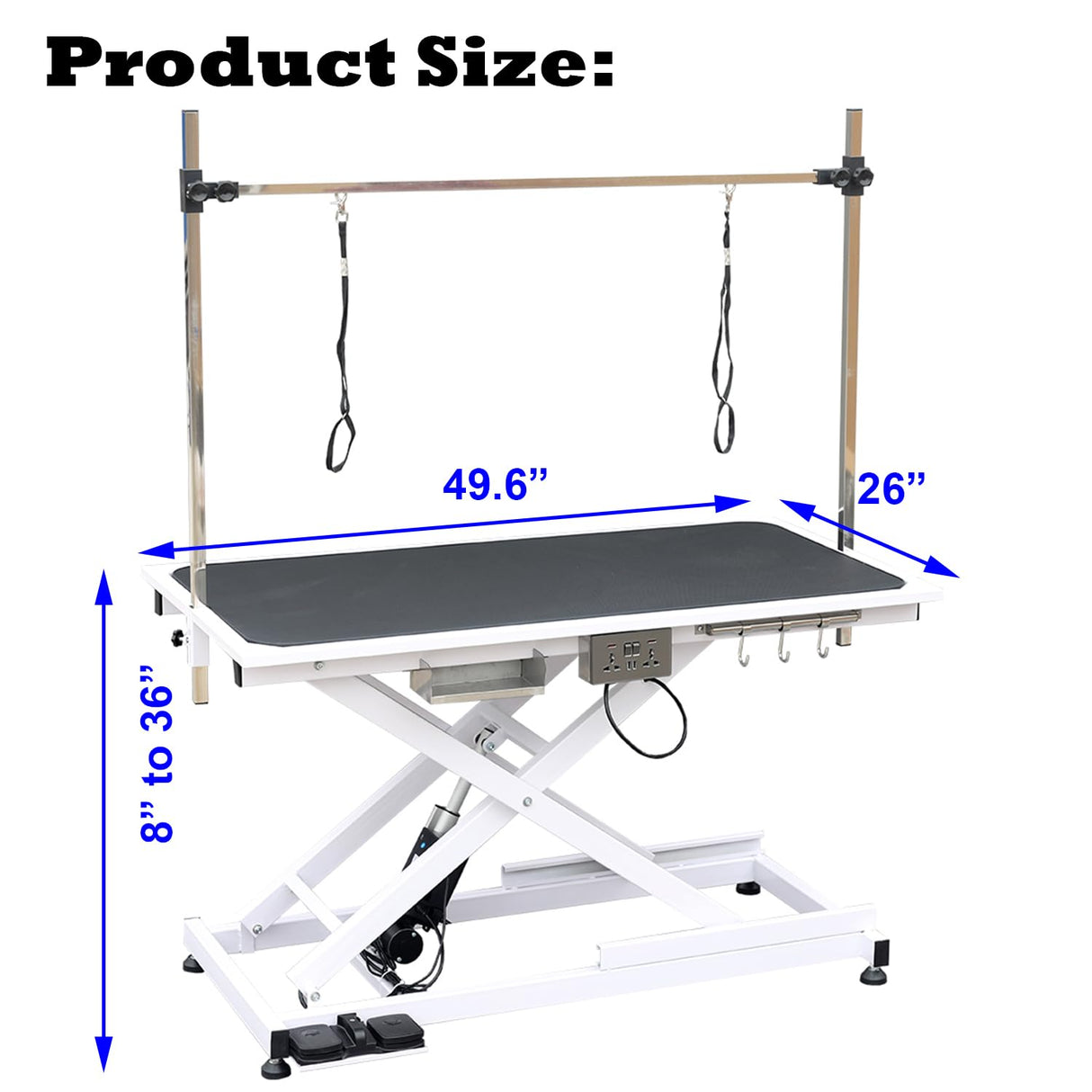 50 inch Professional Electric Dog Grooming Table - Height Adjustable Pet Grooming Table w/Grooming Arm, Anti Slip Tabletop & Powerful Motor, Heavy Duty Dog Grooming Station, White Ufyerutg