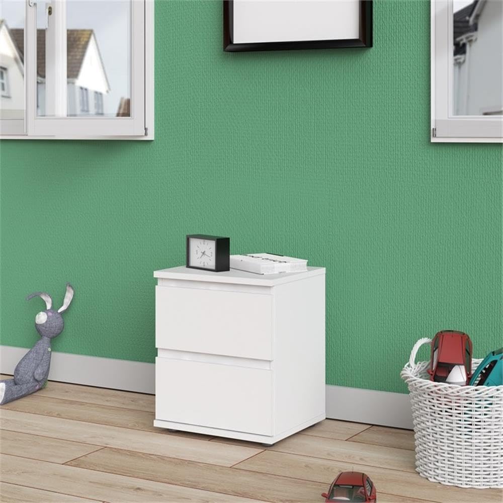 Tvilum 2 Drawer Bedroom Nighstand, White Tvilum